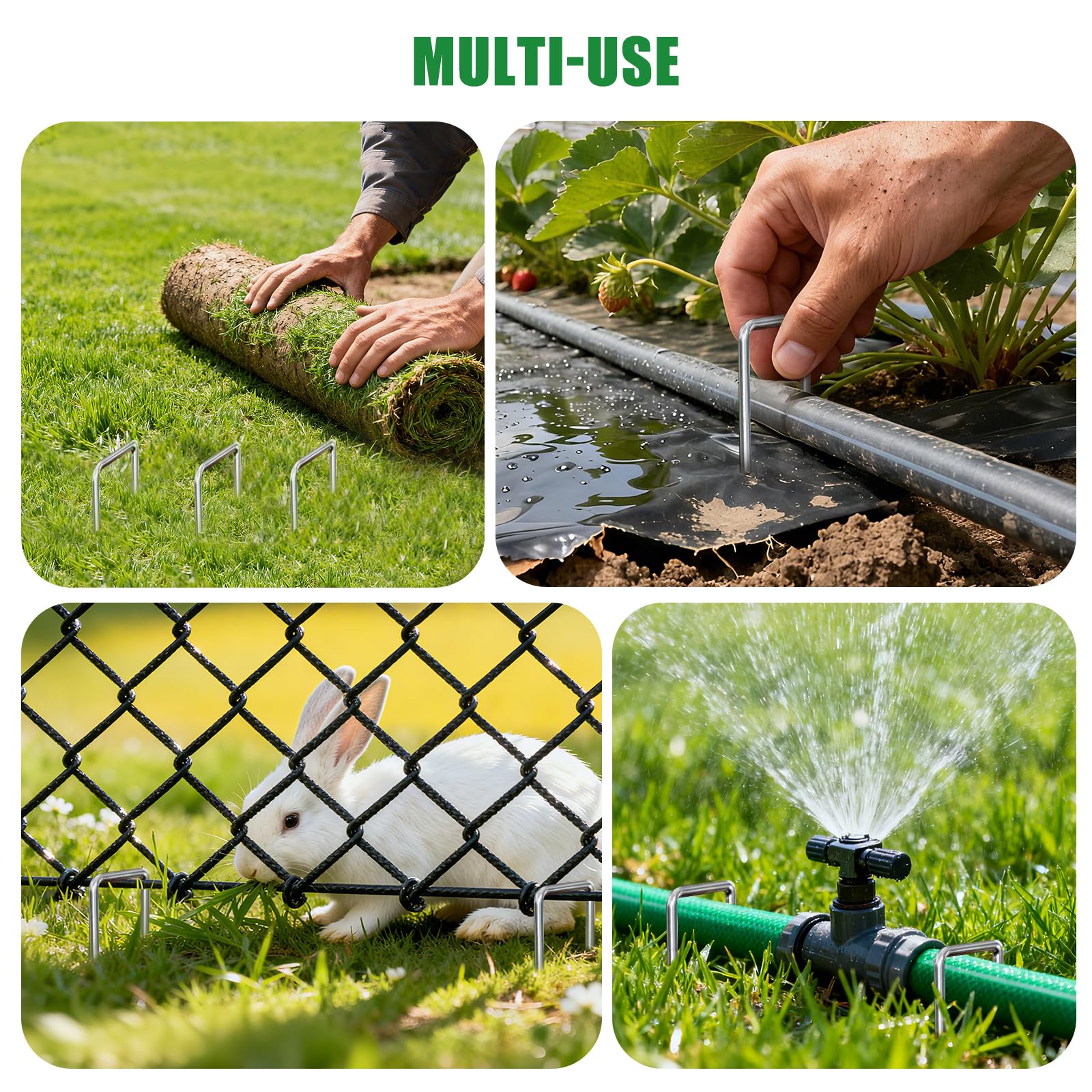 Picchetti da giardino zincati da 20,3 cm, confezione da 50 picchetti da giardino resistenti per recinzioni, prati, barriere erbacce e tessuti paesaggistici, tubo per irrigazione, prato da
