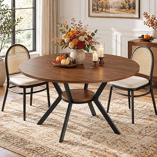 42 Inch Round Farmhouse Table with Storage