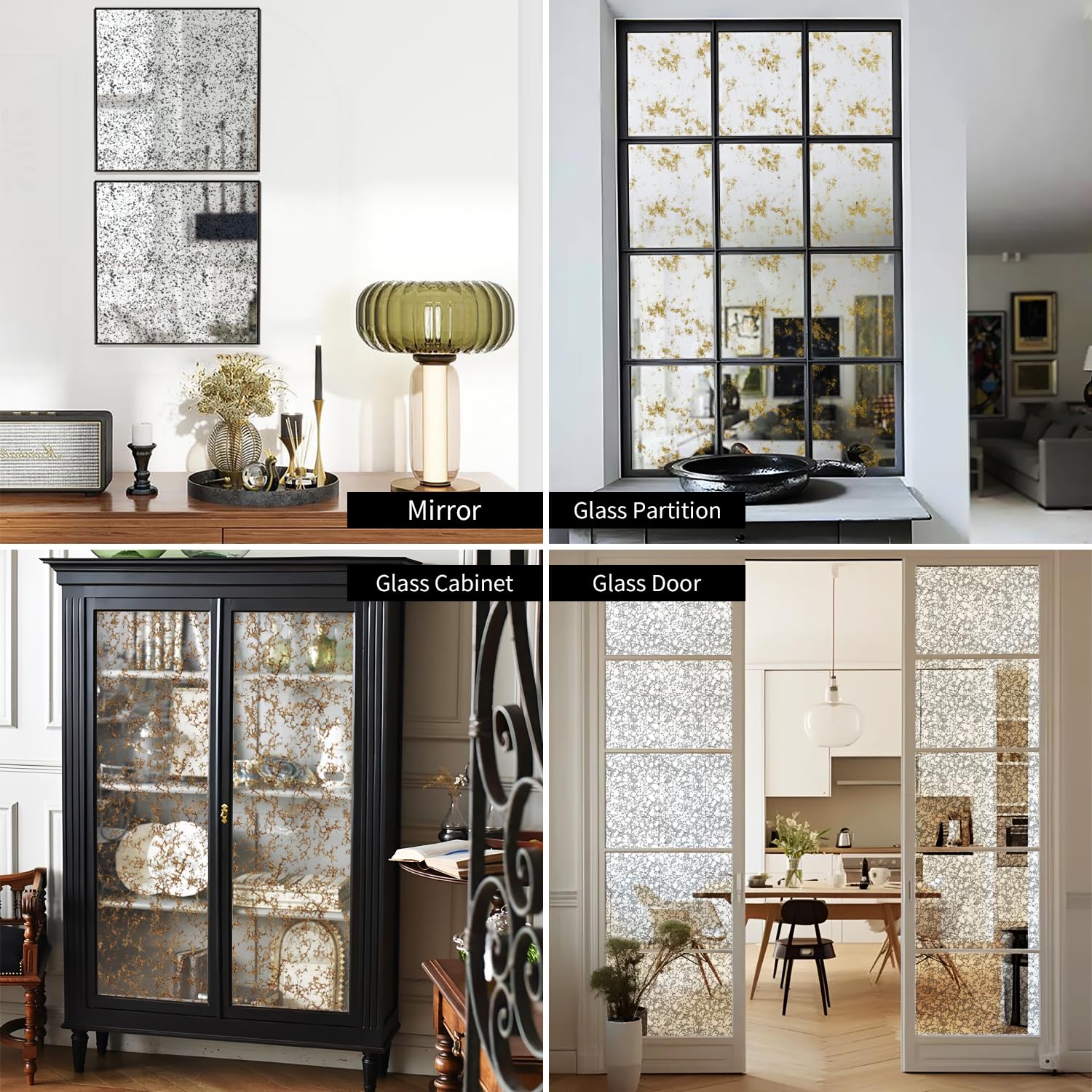 funlife Film pour fenêtre de luxe vintage – Effet miroir effet miroir antique moucheté argenté 43 x 200 cm
