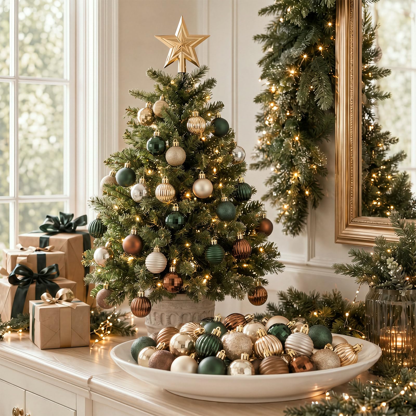 Xuhal 240 mini ornamenti a sfera di Natale in stile vintage