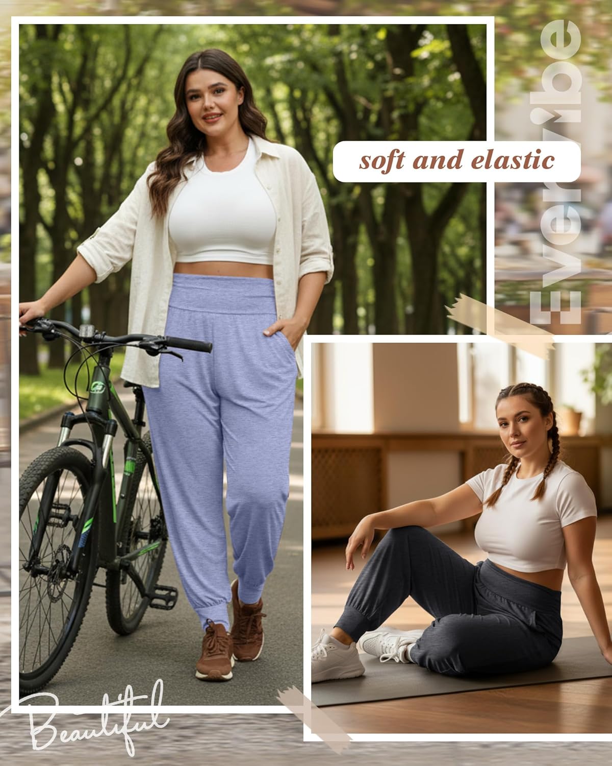 3 Pack Women's Plus Size Sweatpants, Comfy Lounge Yoga Joggers Casual High Waist Pants with Pockets - Image 4