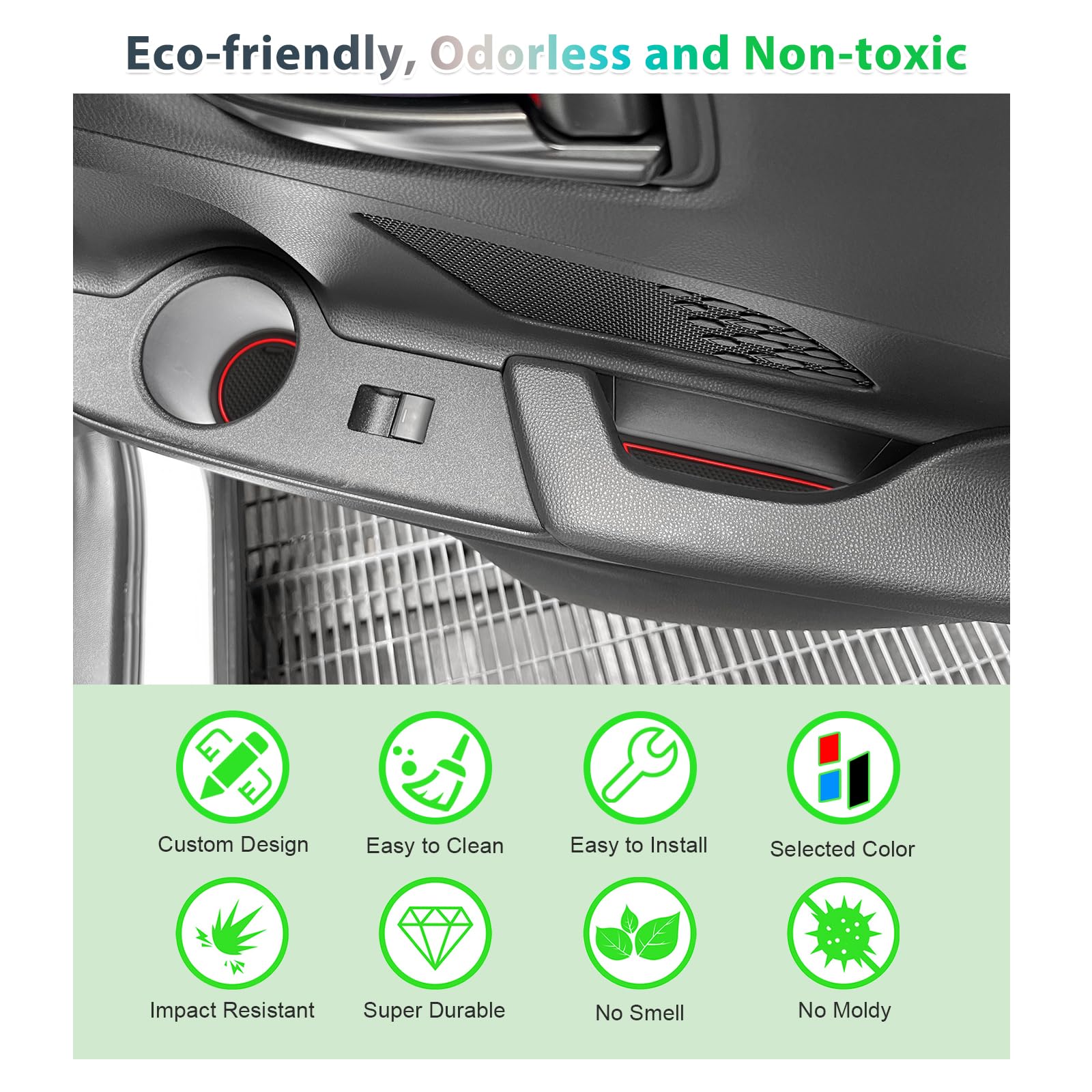 GAFAT Compatibile con Toyota C-HR 2024 2025 2026 Hybrid PHEV (Benzina) Tappetini Antiscivolo, CHR ii 2027 Tappetino Gomma per Console Centrale, Cuciture Porte, Accessori su Misura (Rosso)
