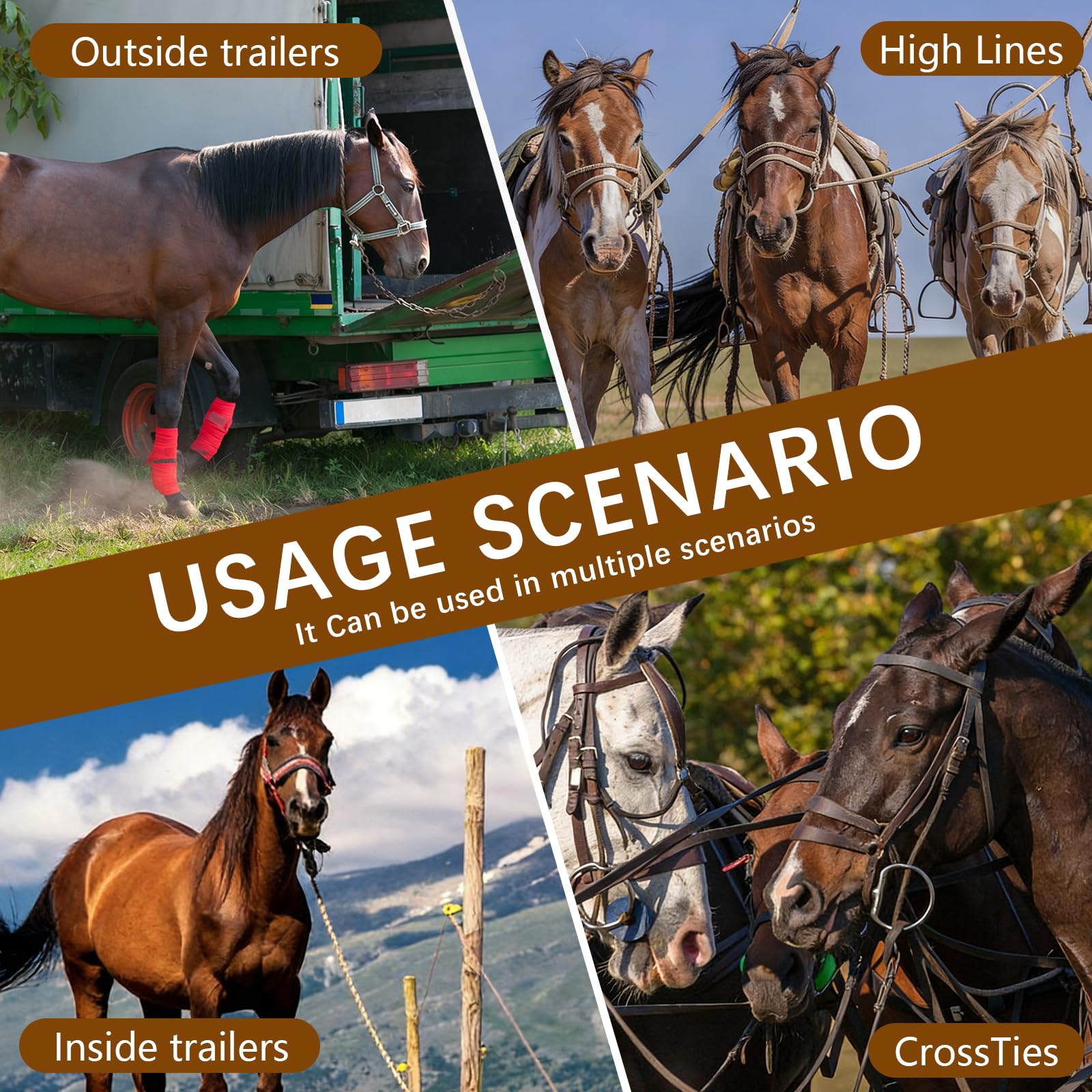 Lot de 4 Anneau d'attache pour Cheval, Anneau de Cravate pour Chevaux en Acier Inoxydable Accessoires d'attache de Sécurité, Anneaux Magnétique pour Attacher et Rétracter Rapide