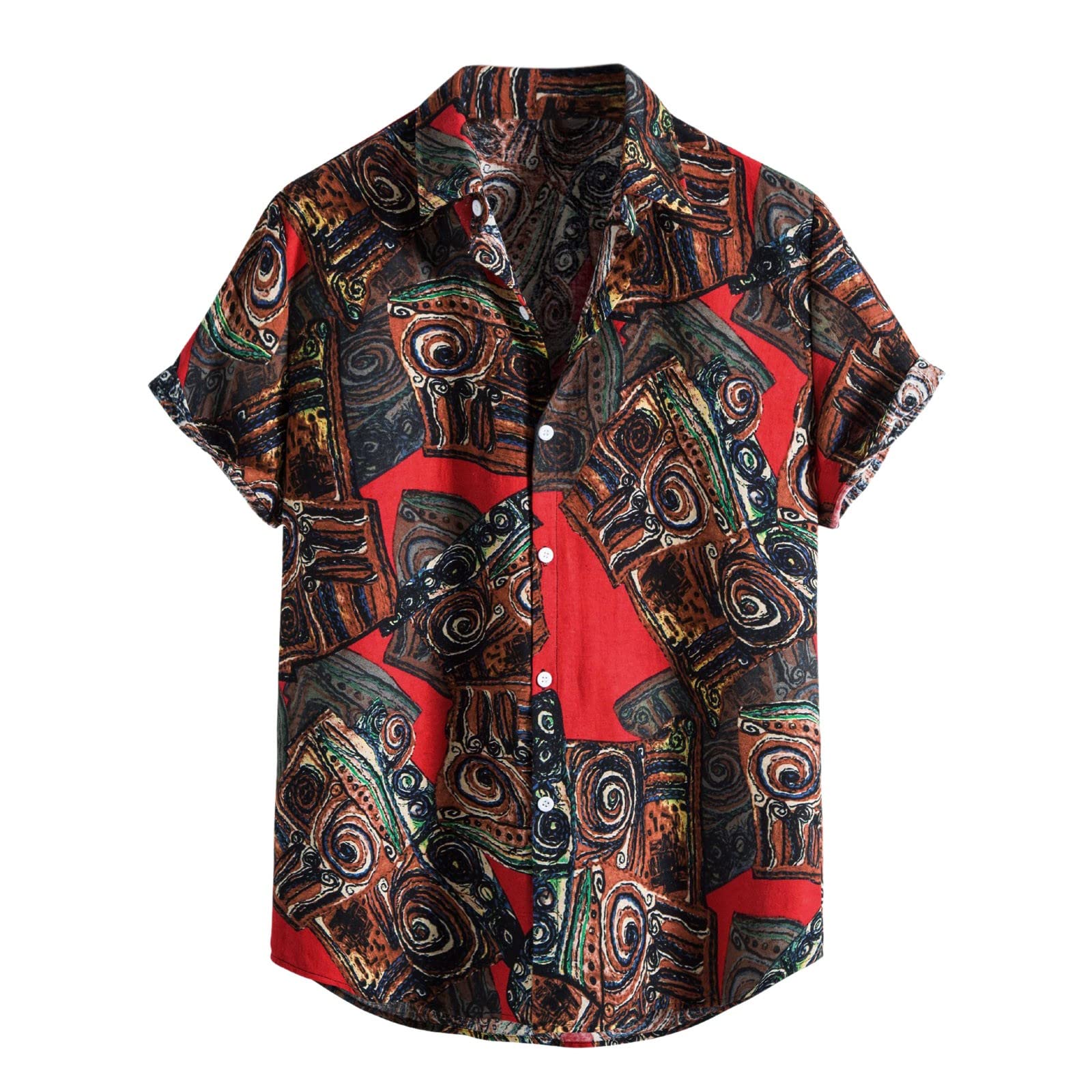 HUTcPNy Camisas Manga Corta Hombre Hawaiana Camisa Manga Corta de Verano Informal con Estampado de Botones de Solapa Talla Grande Botones Hawaiana Manga Corta Funky Hombres Camisa