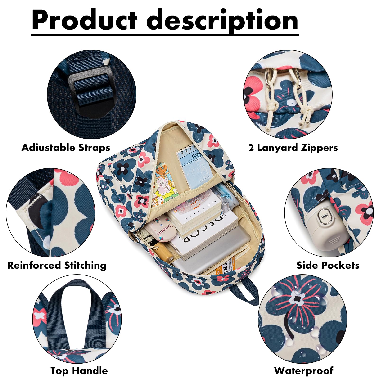 Snapklik.com : Bluboon Teen Girls School Backpack Kids Bookbag Set