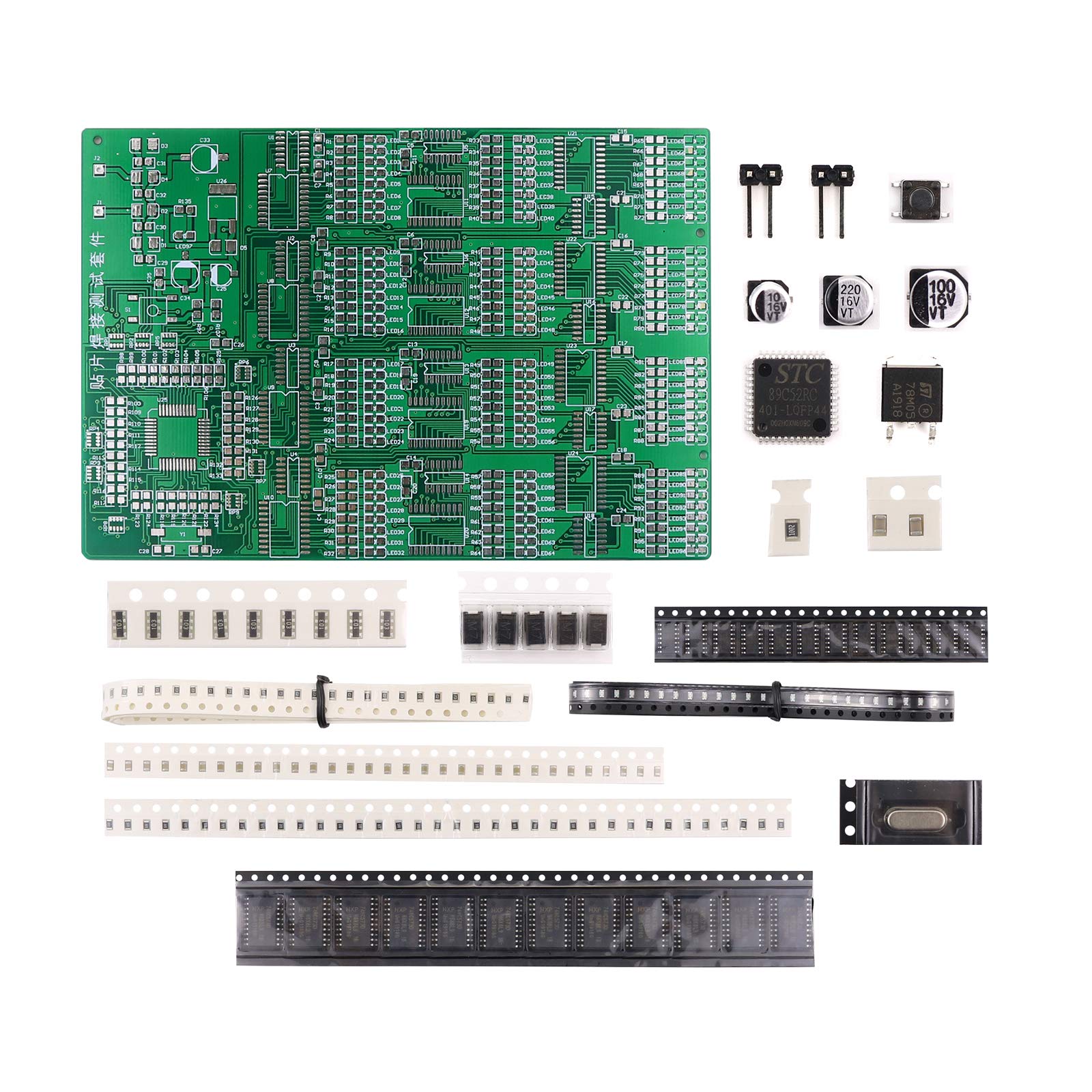 D DZRCOXI Soldering Practice Kit,DIY SMD SMT Welding Practice Soldering Skill Training Board (Soldering-300 Elements)