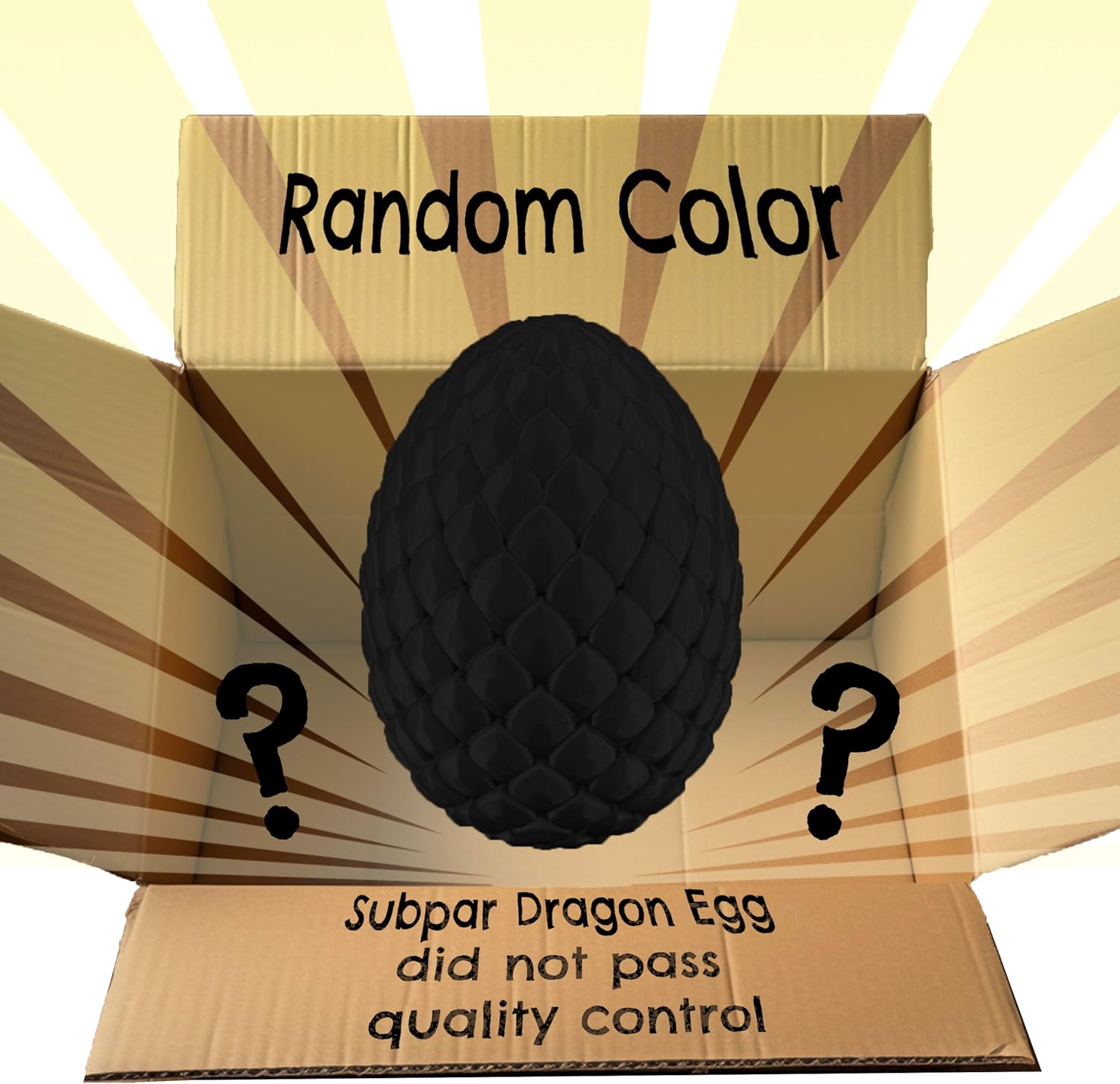 MunnyGrubbers Dragon Egg - XL 8.5'' x 5.5'' - Surprise Egg, Black, Holds XL 26'' Flexible Articulating Dragon Fidget Toy - Fun Novelty Gift for Teens