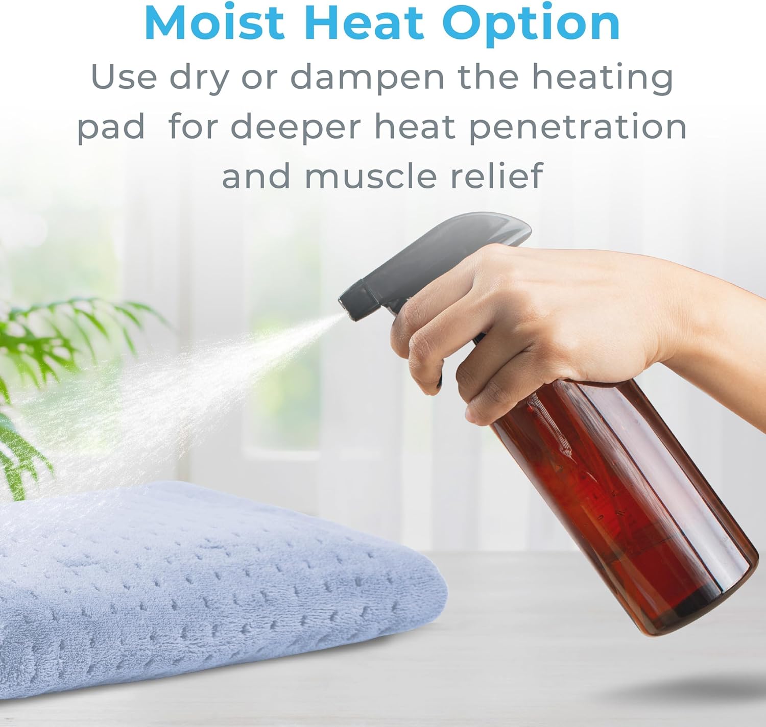 Pure Enrichment PureRelief Ultra-Wide Microplush Heating Pad - 20” x 24” XXL Size & 6 Heat Settings for Temporary Neck, Shoulder & Back Pain Relief - Moist Heat Option & Machine Washable (Periwinkle)