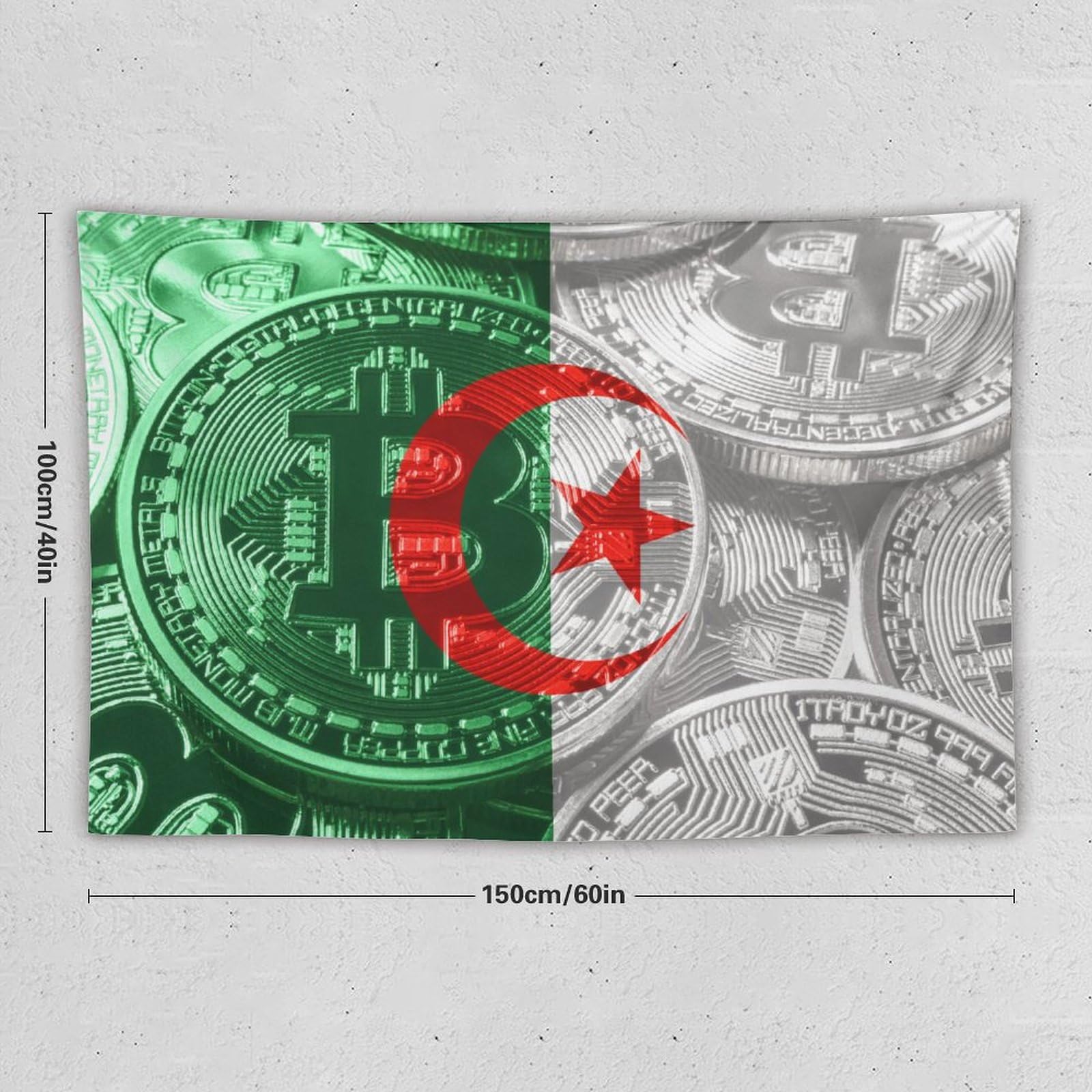 Amazon.com: TecEr Algeria Flag Bitcoin Tapestry Wall Hanging National Flag  Tapestry for Room Bedroom Dorm Aesthetic Decorations, 40