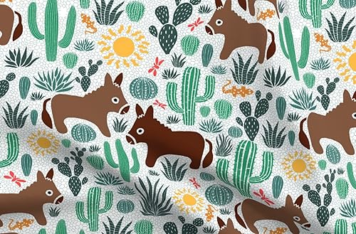 Miniatura 4 de Spoonflower The Yard - Life Country Animals Western Cactus Desert Farm Donkey Impreso en tela de algodón de la firma de pétalos por The Yard - Coser