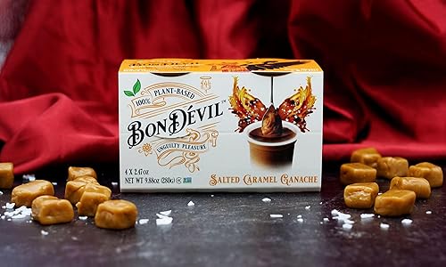 Miniatura 3 de Bon Dévil - Postre de ganache de caramelo salado, sin lácteos, vegano, sin gluten, paquete de 4, 9.88 onzas