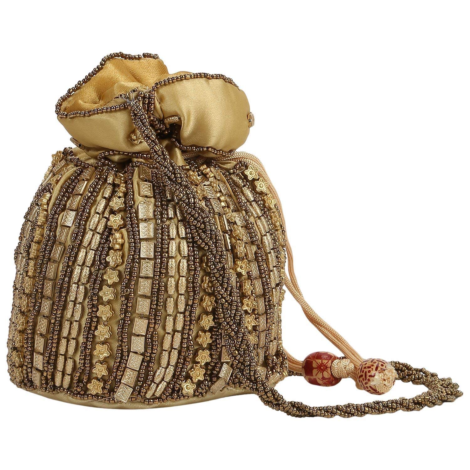 Avanti Creation Ethnic Rajasthani Bead Work Potli Bag For Women (Golden) (B08QW6FQK2) Amazon Price History, Amazon Price Tracker