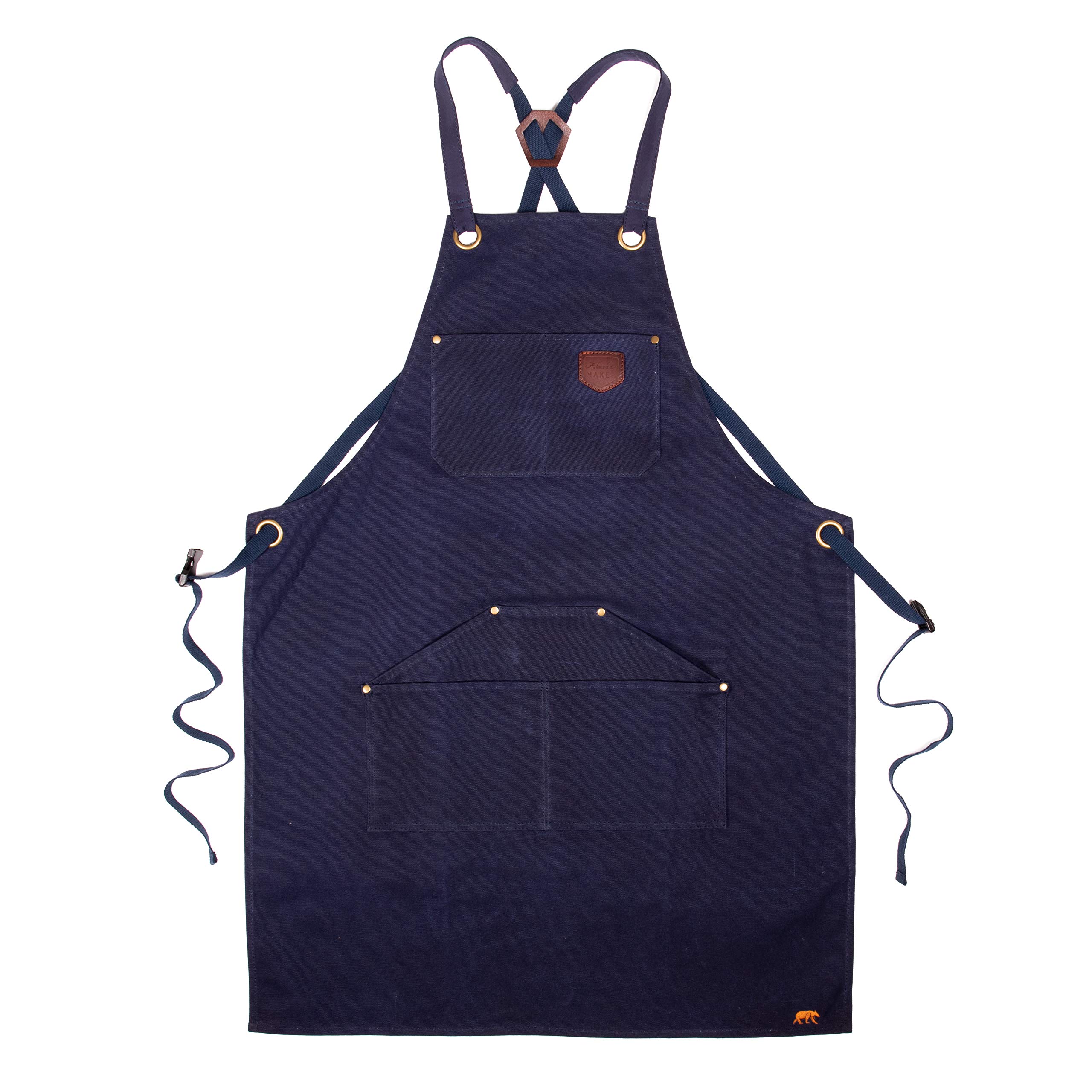 Alaskan MAKER Schürze für Damen und Herren aus beschichtetem Segeltuch, Nr. 515, zum Basteln, Küche, Gartenarbeit und Grillen, mit Kreuzgurten, Universalgröße