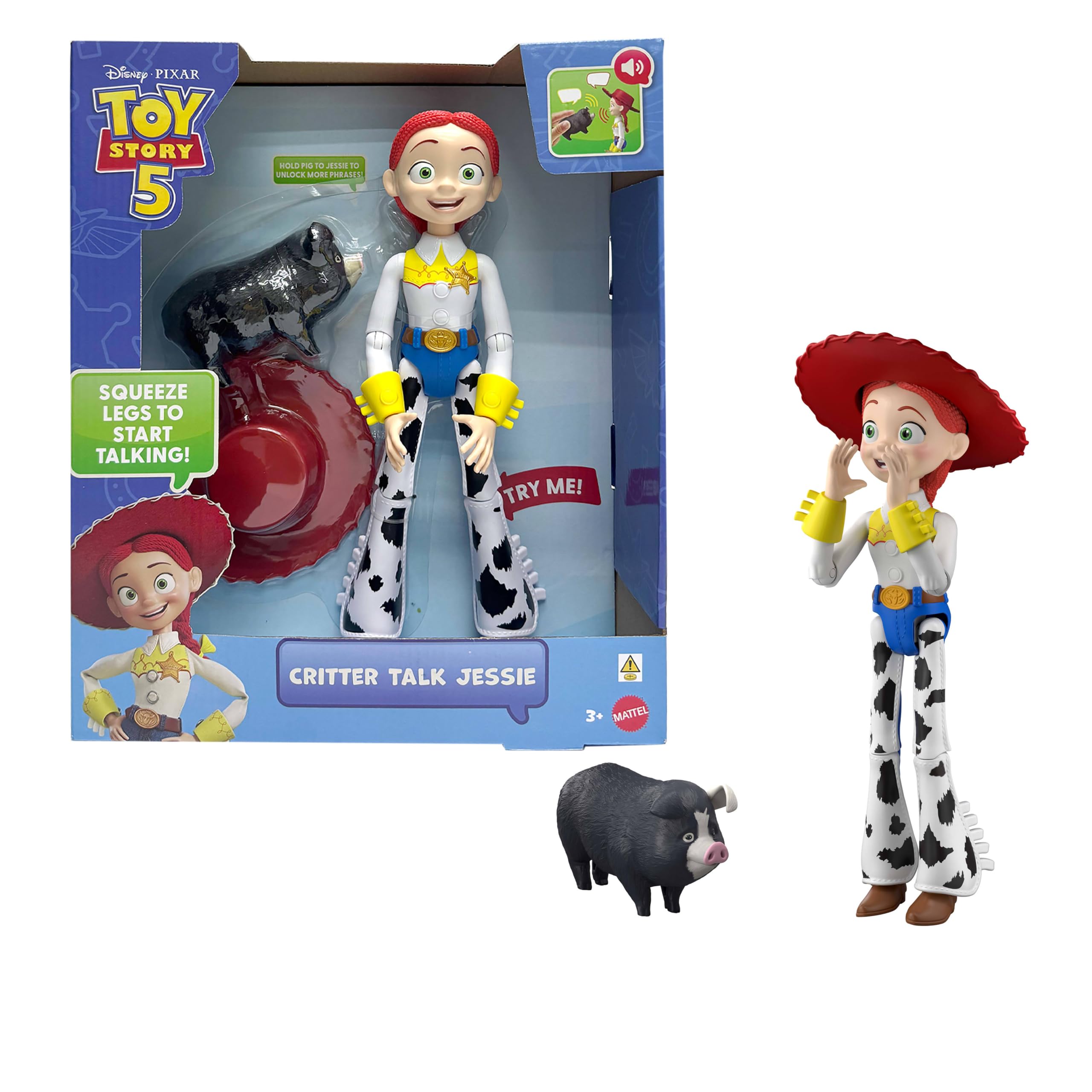 Mattel Disney e Pixar Toy Story 5 Critter Talk Jessie | Action figure snodabile da 30,5 cm e Jimmy Dean, oltre 35 suoni e frasi del film, JKL99