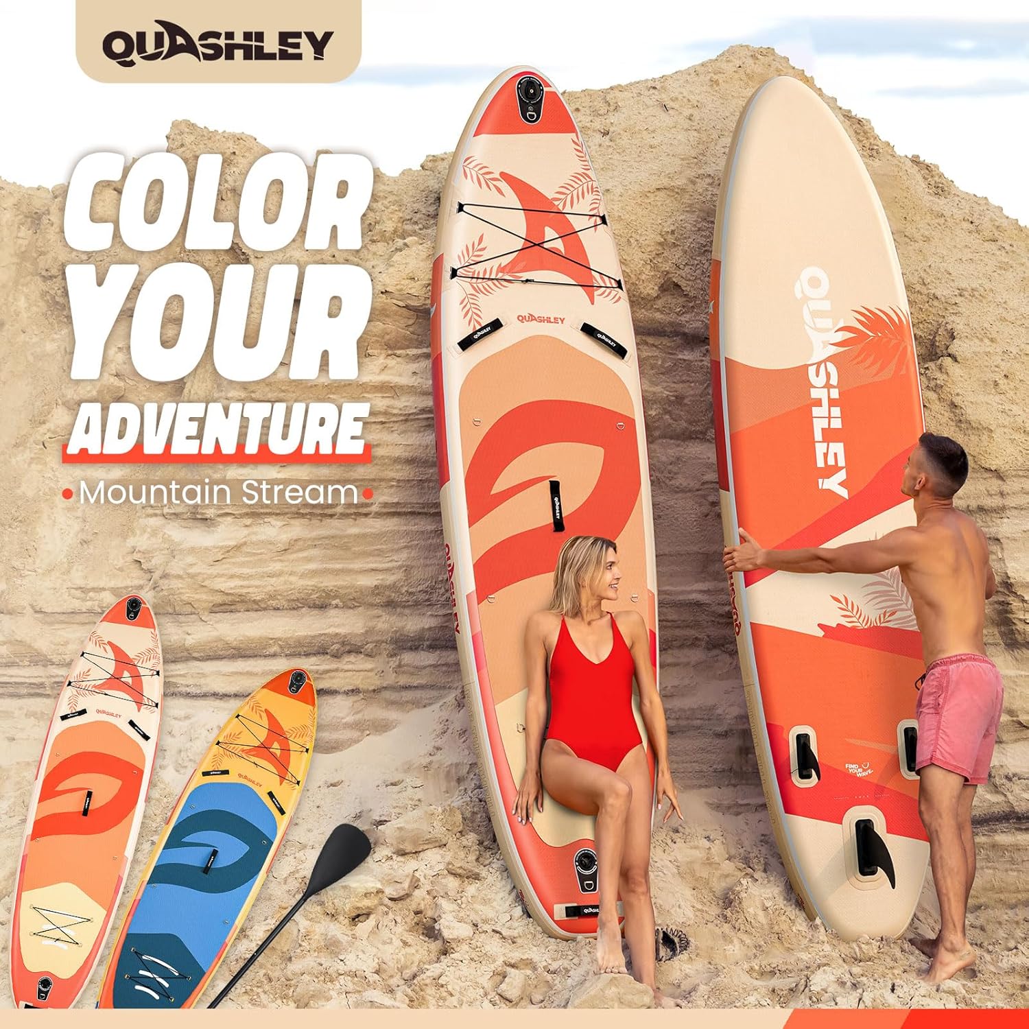 Quashley Inflatable Paddle Board Extra Wide Stand Up Paddleboards 11'×34" with All Premium Paddle Board Accessories,Inflatable SUP for Adults/Family,Beginner-Friendly,Removable Fin,Hand Pump - Image 5