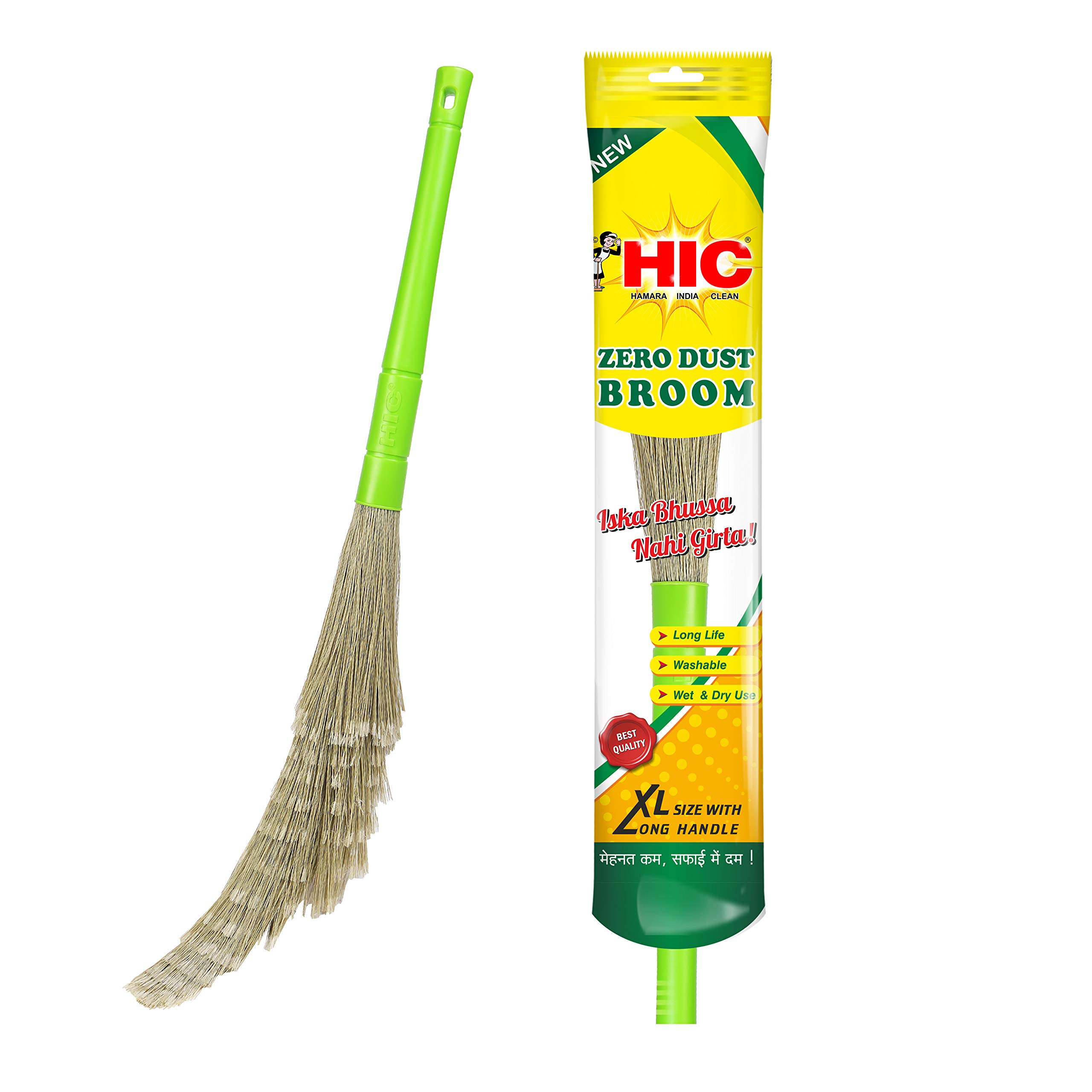 HIC Zero Dust Broom XL Broom Fiber Wet and Dry Broom Plastic Long Handle, Easy Floor Cleaning Multi Use (Pack of 1) (B07L13ZCYL) Amazon Price History, Amazon Price Tracker