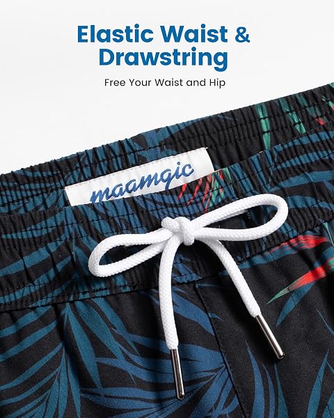 MaaMgic 5" Mens Swim Shorts with Compression Liner 4-Way Stretch Bathing Suit Swimming Shorts 2 in 1 Men's Swim Trunks with Zipper Pockets Quick Dry - 4