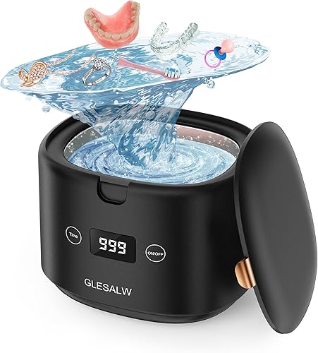 Limpiador ultrasónico para retenedor, limpiador ultrasónico profesional de joyas de 30 W, temporizador de pantalla digital para dentaduras,