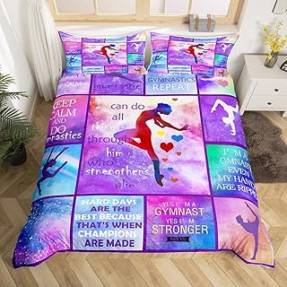 Gymnastic Cheerleading Duvet Cover Set King Size,Spiritual Strength Tie Dye Bedding Set for Kids Girls Women Bedroom Decor,Watercolor Plaid Comforter Cover,Starry Romantic Quilt Cover,2 Pillowcases