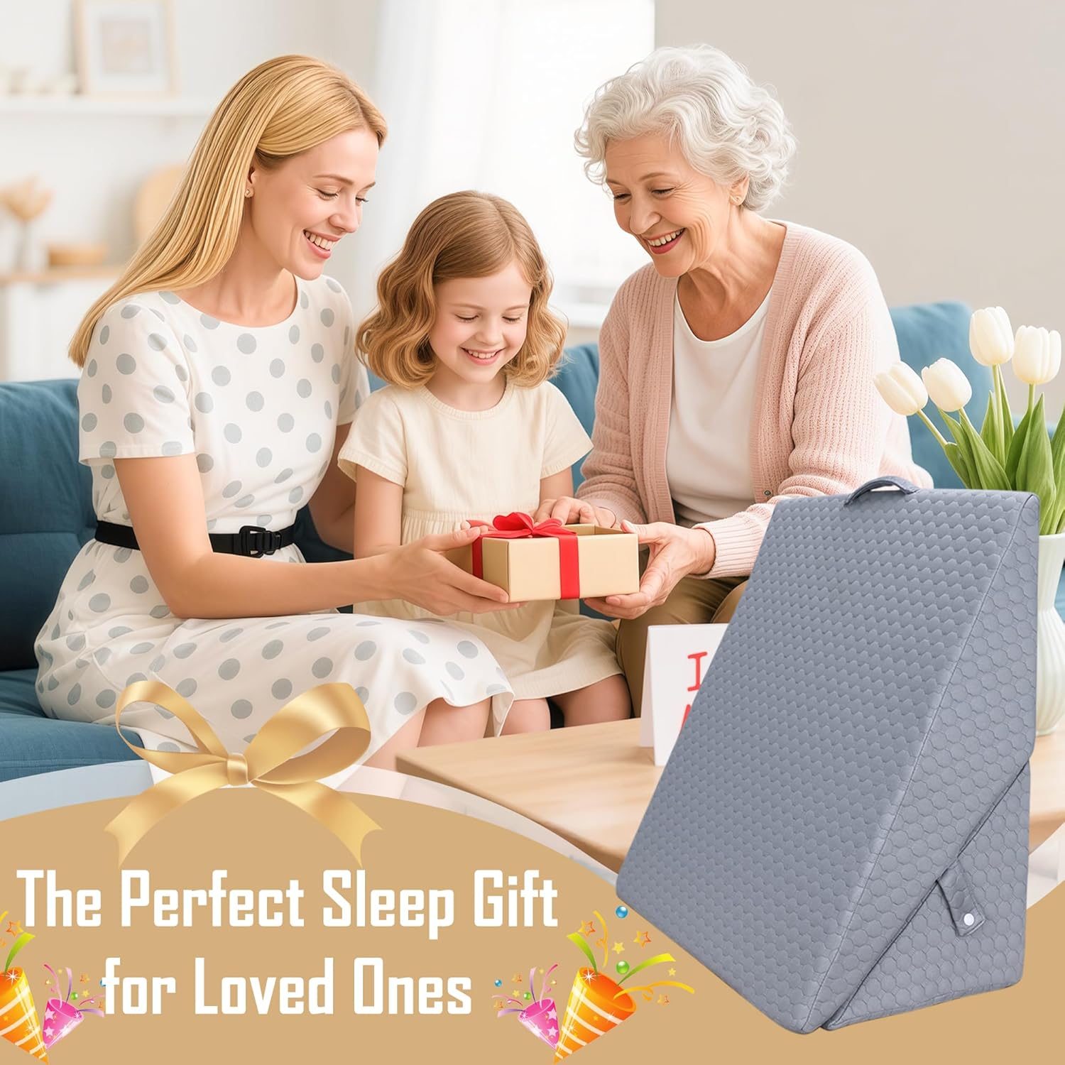 Bed Wedge Pillow for Sleeping, Adjustable Wedge Pillow Set for After Surgery, Elevated Triangle Pillow for Acid Reflux and Back Pain Relief, Post Surgery, Snoring, Back Suppor (Gray-01)