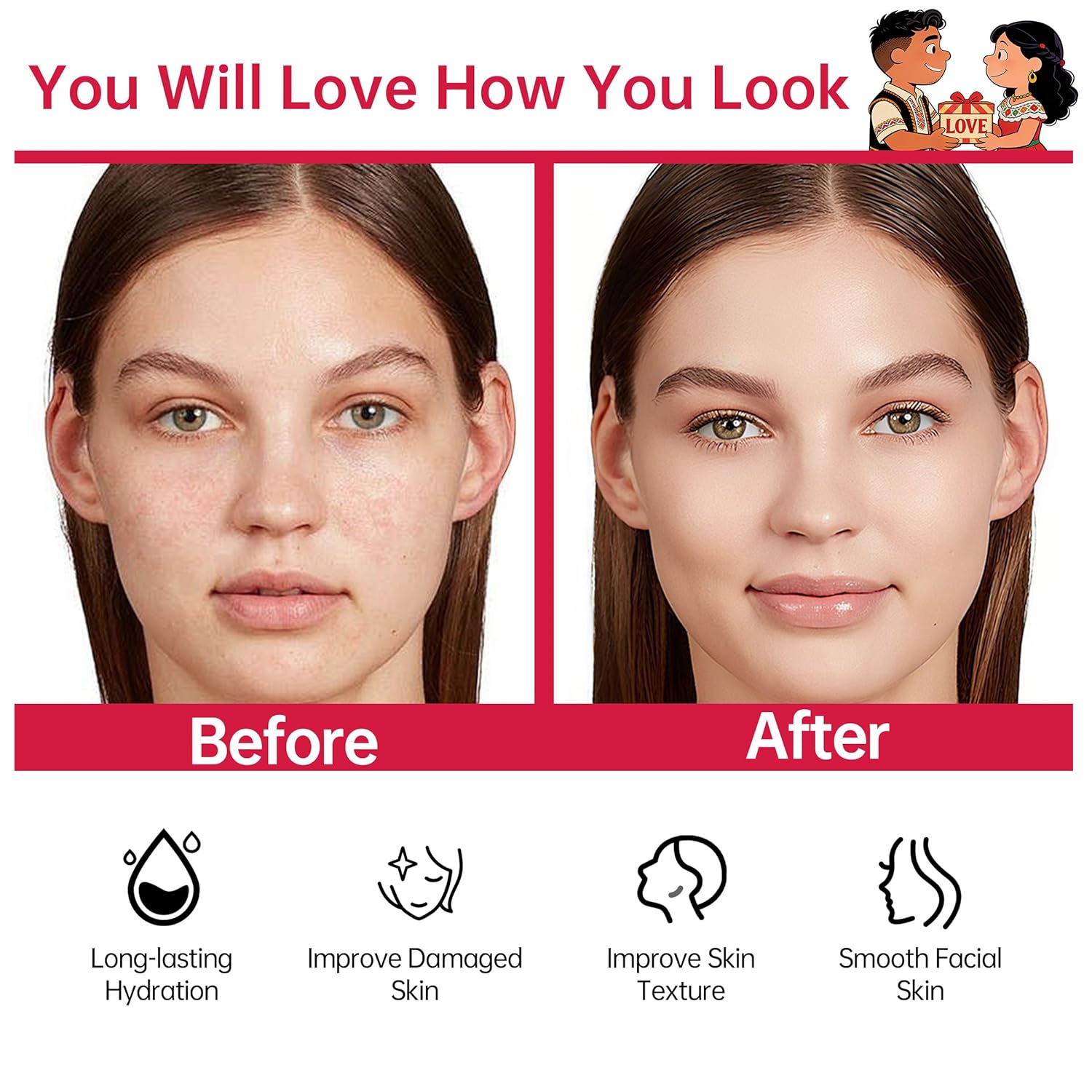 Glown 6-Piece Hydrating Skincare Set with Vitamin C & Niacinamide,Complete Face & Body Care Kit with Cleanser,Toner,Serum,Moisturizer,Eye Cream & Body Lotion | Valentine’s Day Skincare Gift for Women - Image 3