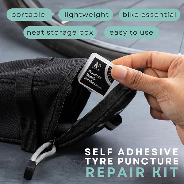 VeloChampion Kit di Riparazione forature Toppe autoadesive per Pneumatici da Bici per Strada, MTB, BMX, ebike | per forature per Biciclette - 2