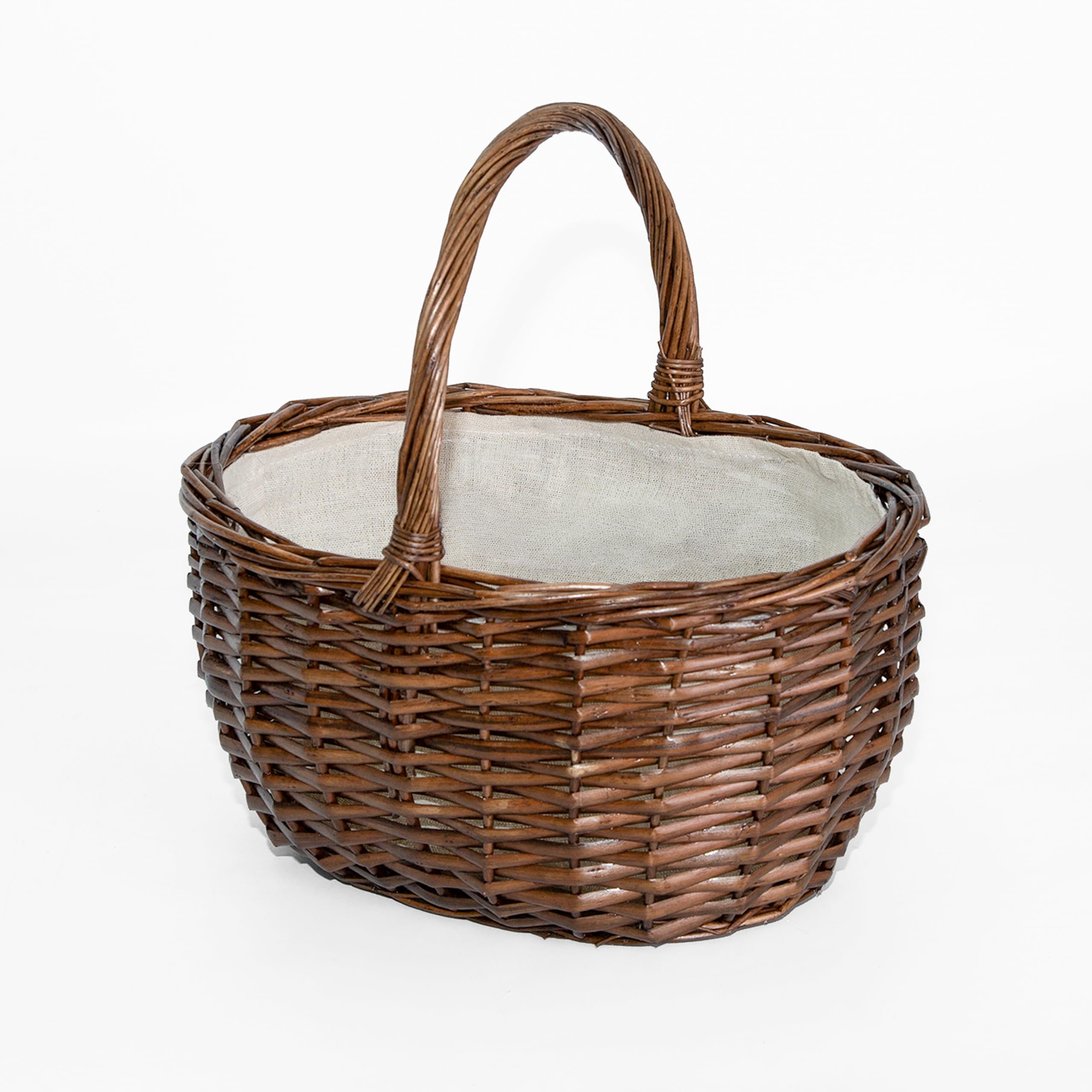 Wickerfield Small Wicker Picnic Shopping Basket with High Handle & Liner