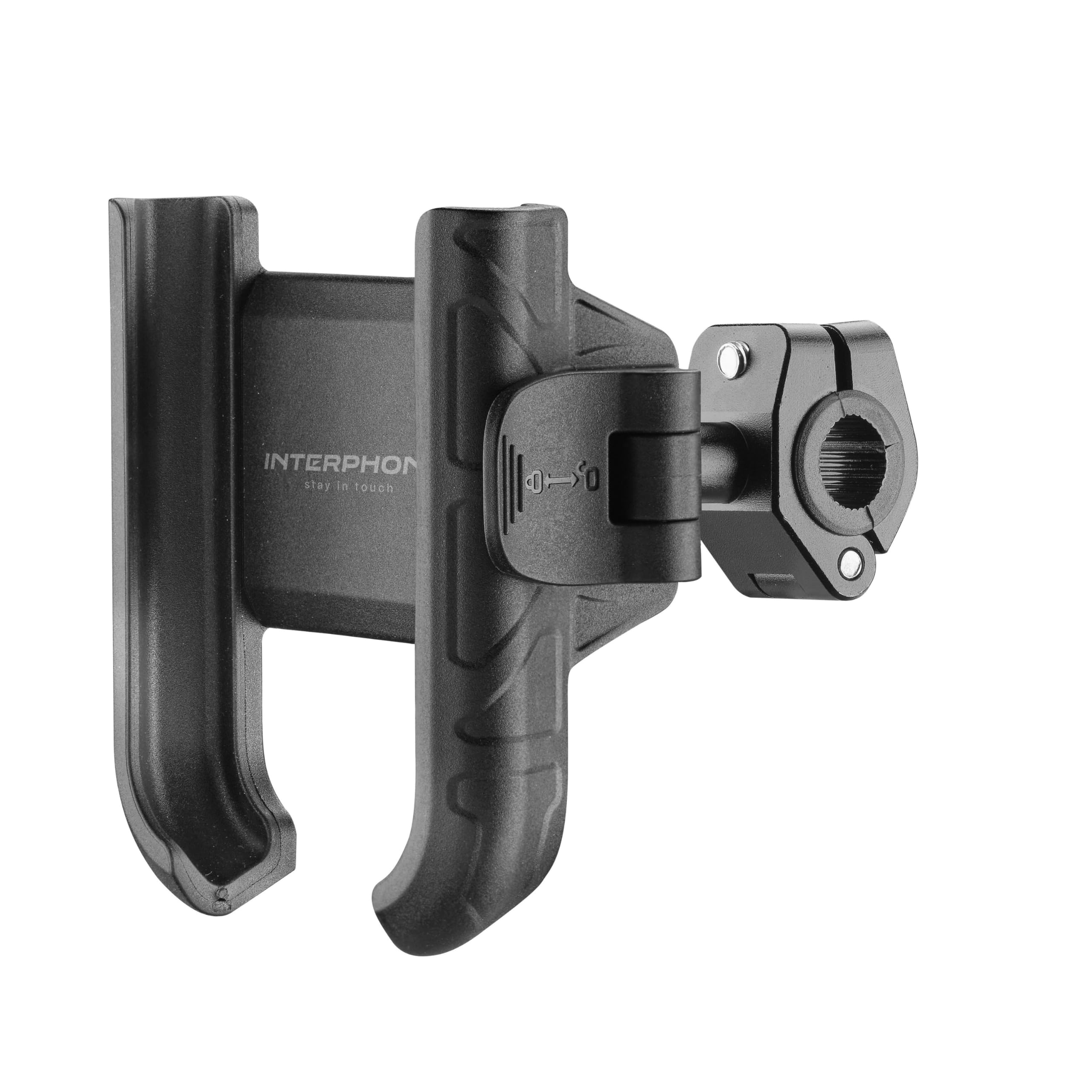 INTERPHONE - Supporto Crab 26 Essential portatelefono da stelo specchietto e traversino da scooter e moto con sgancio rapido, inclinazione regolabile, sicuro per utilizzo del tuo Smartphone in viaggio