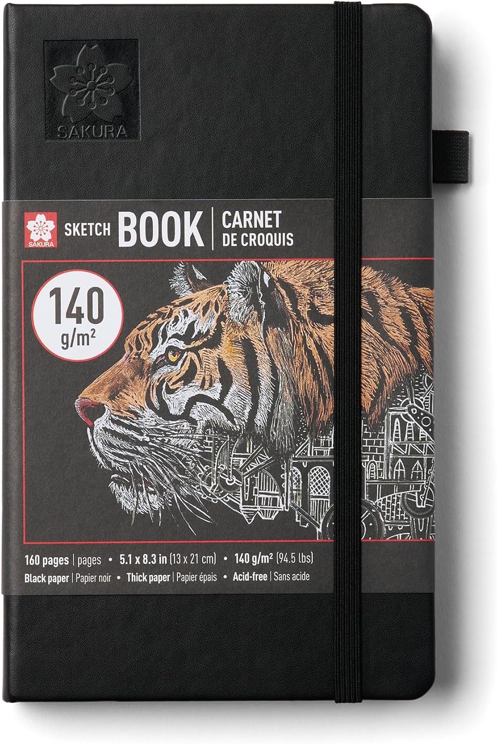 Sakura Sketchbook A5 - Drawing Sketchbook for Visual Journaling, Effortless Sketching & Personal Use - 140 GSM Paper - Hardcover Hardcover - 160 Pages - 5.1 x 8.3" - Black - Cream Paper