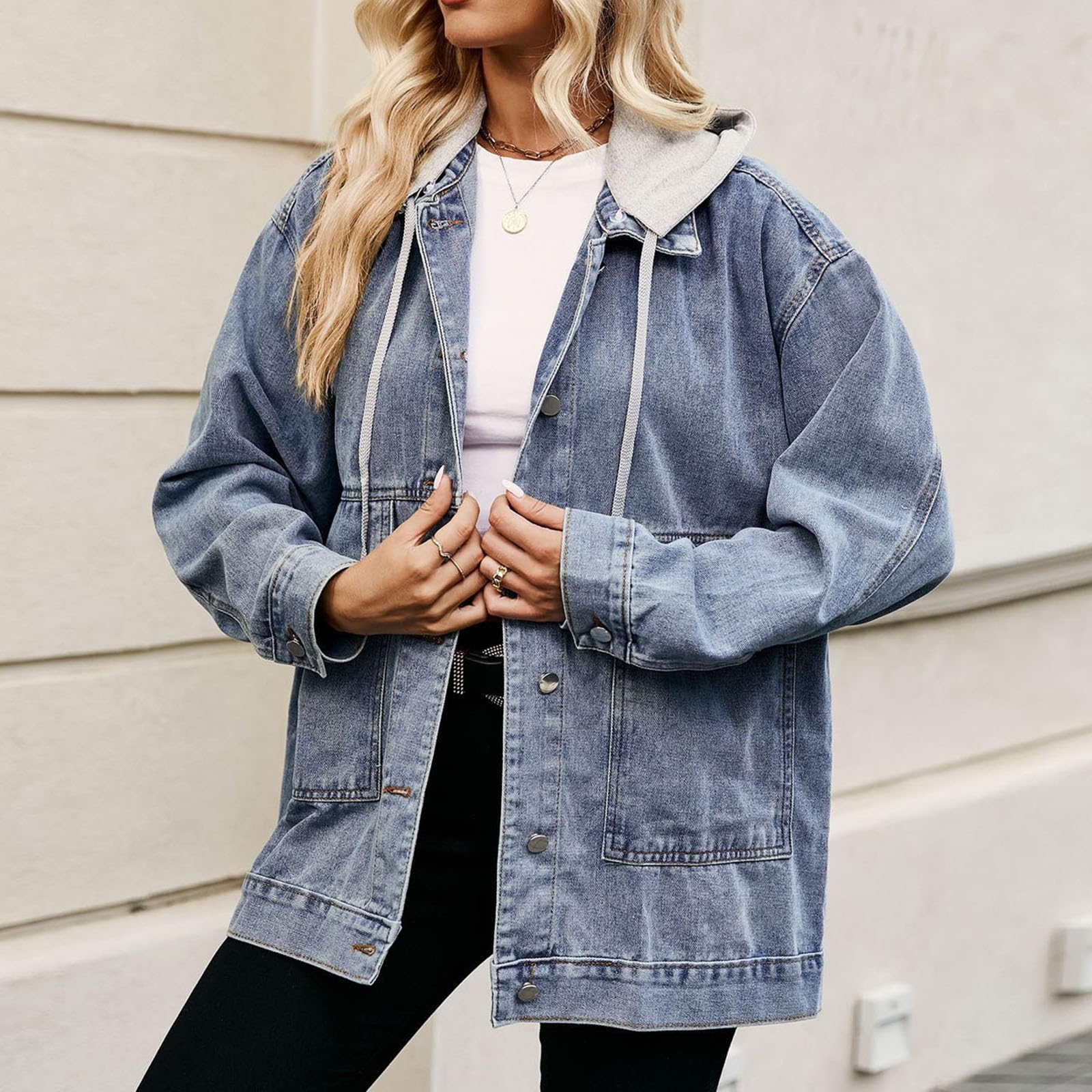 Soupliebe Giacca Da Donna Jeans Giubbino Ampia Spolverino Trendy Sovradimensionata Abito Street Style Abbigliamento Comfortevole Adattabile Giubbotto Primaverile Coat