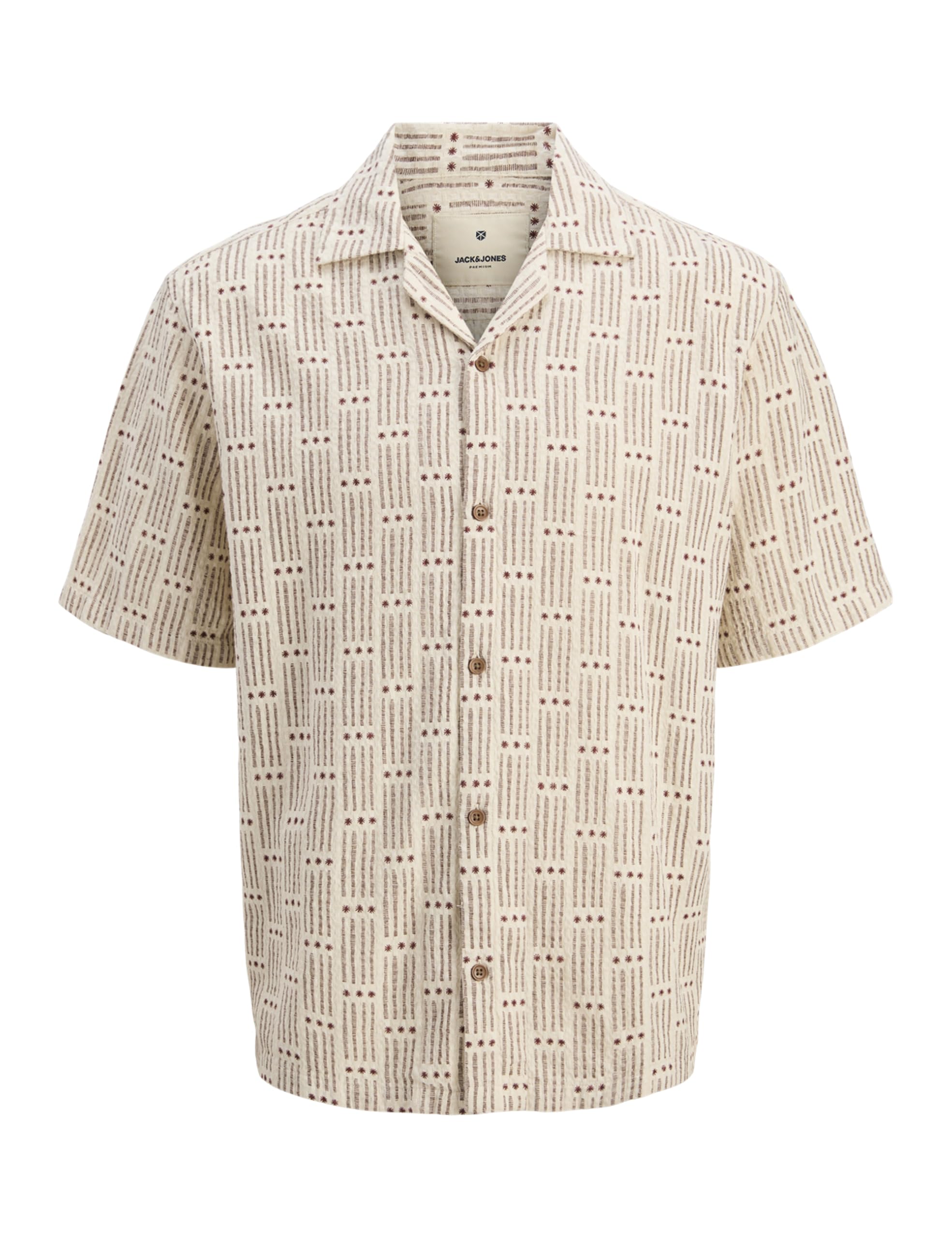 JACK & JONES Men's Jprbluvincent Print Resort S/S Shirt Sn, Henna, S