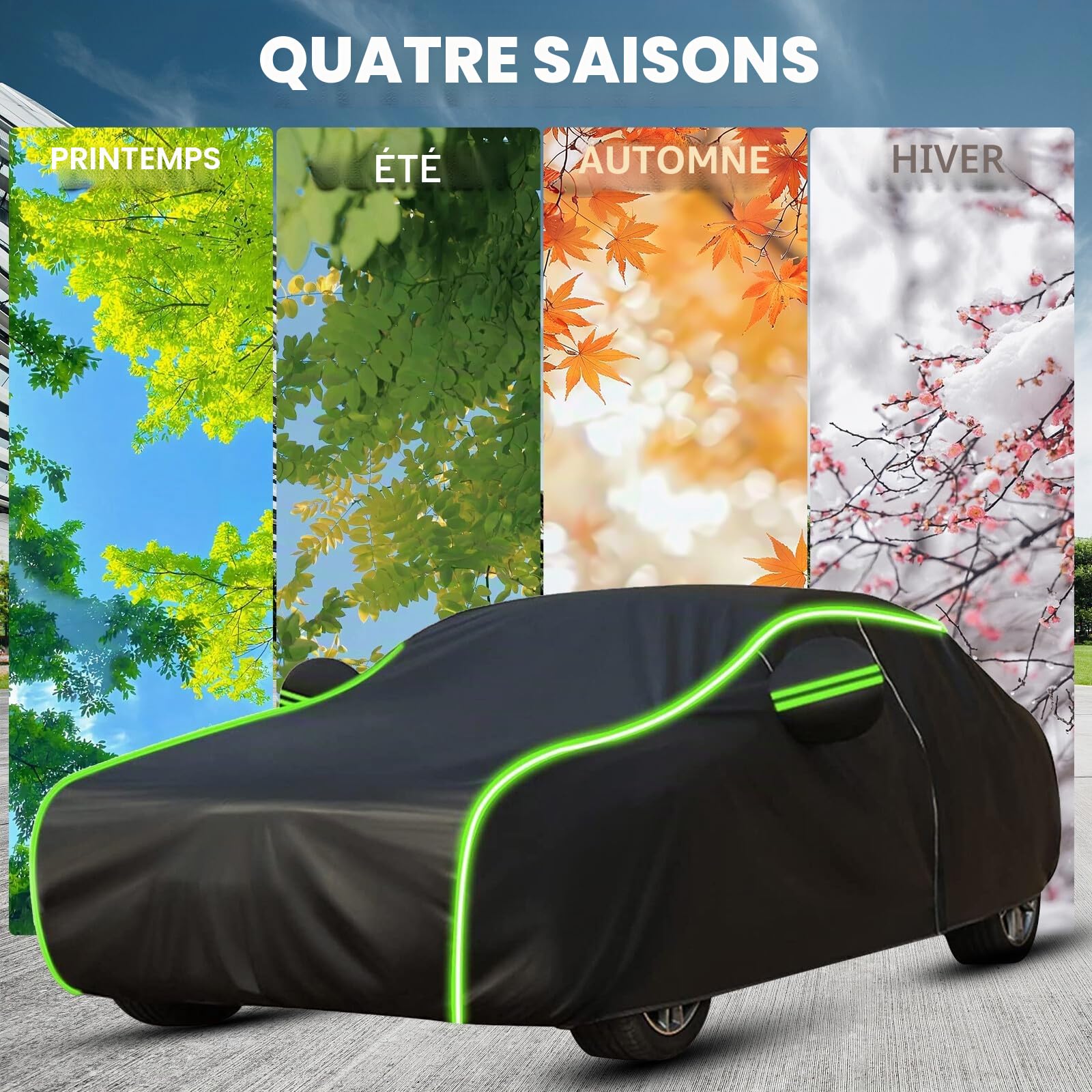 Bache Voiture Exterieur pour Renault Clio 4,Housse de Protection Voiture Exterieur Imperméable,Protection 4 Saisons,Anti-UV Anti-Neige Résistante à La Déchirure wn41