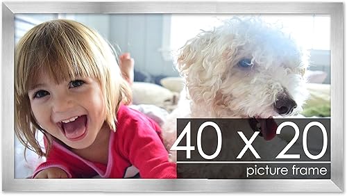 Miniatura 40 de Marco de 28 x 36 pulgadas de madera de peltre plateado con plexiglás acrílico UV, parte trasera de tablero de espuma y accesorios incluidos