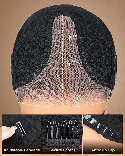 Miniatura 5 de Arabella Peluca de cabello humano de 12 pulgadas, 6 x 6 pulgadas, densidad del 210 %, lista para llevar, sin pegamento, peluca de cabello humano