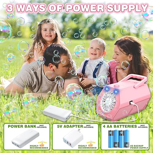 Miniatura 3 de FUNNYB&G Máquina de burbujas, máquina de burbujas portátil mejorada, más de 18000 burbujas grandes por minuto, para cumpleaños en interiores y
