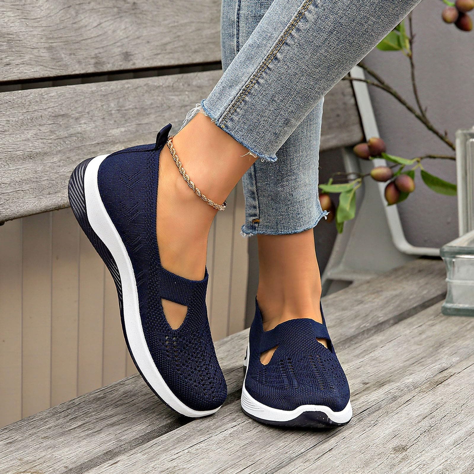 Women's Orthopaedic Shoes, No Laces for Walking Soft Sneaker Slip On Comfortable Closed Sneakers Breathable Non-Slip Lightweight Running Home Summer Soft Sports Walking Shoes 35-44 - 5