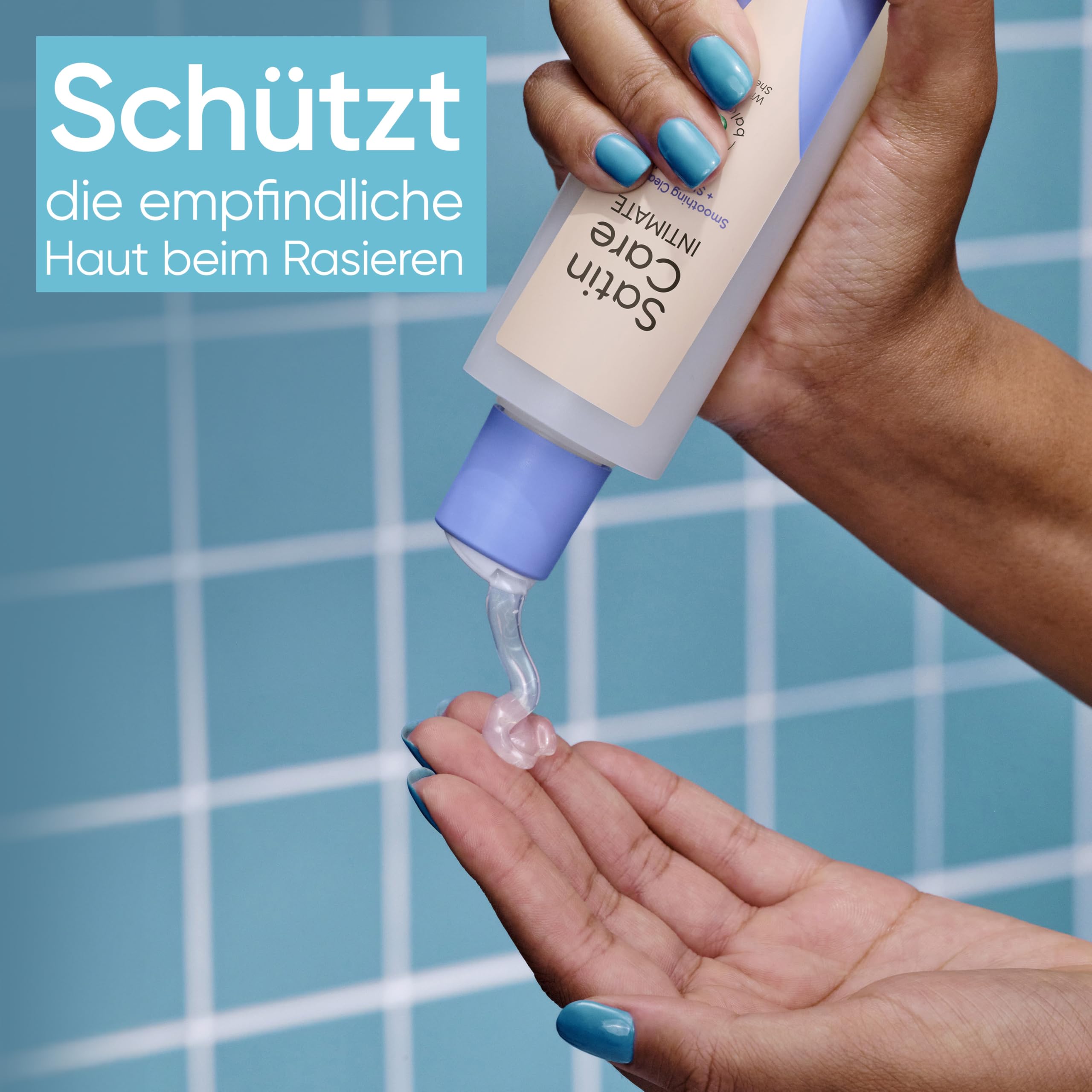 Gillette Venus für den Intimbereich Rasierapparat mit 2 Klingen + Satin Care Intimpflege Produkte + Duschhänger
