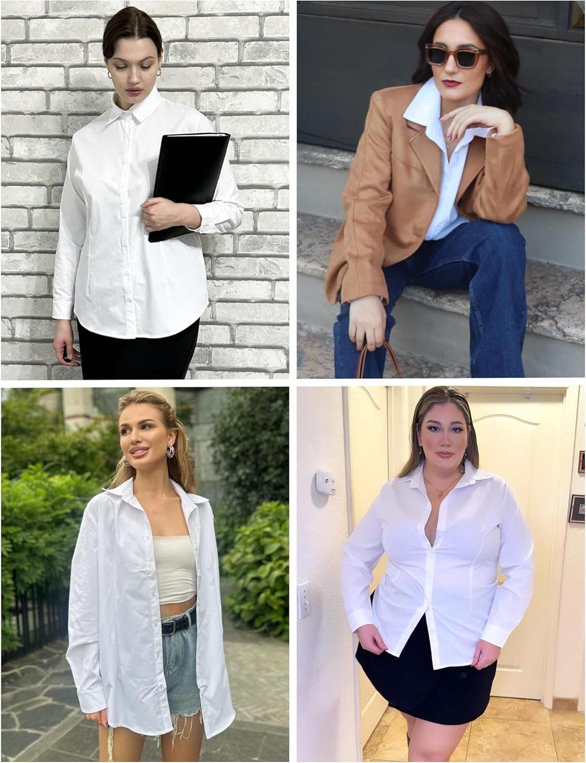 IN'VOLAND Women's Plus Size Button Down Shirts Long Sleeve Collared Casual Shirt Office Work Blouse Tops - Image 6