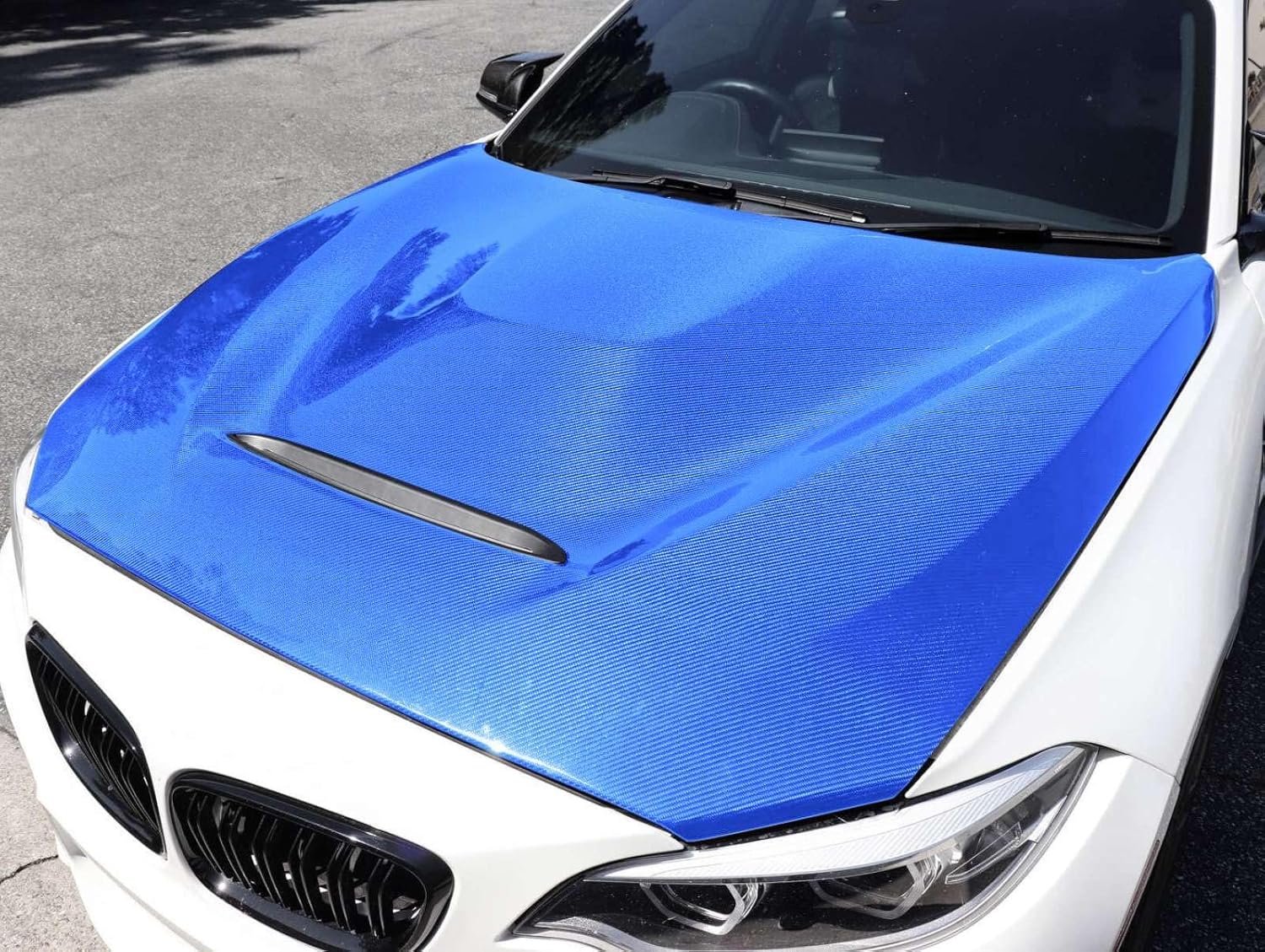 60"X420" (5FTx35FT) Sky Blue 5D Carbon Fiber Textured High Gloss Vinyl Wrap Auto Car Sticker Decal Film Sheet Bubble Free Air Release Technology with Tool Kit