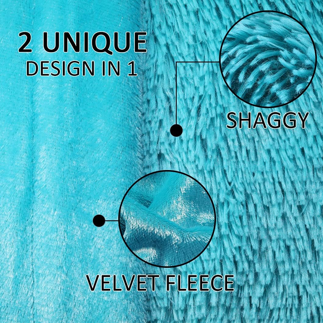 YUSOKI Long Faux Fur Twin Size Blanket,2 Layers,3.4lb for Bed Couch Home Décor Gifts Women (Teal,60" x 80") - Image 4