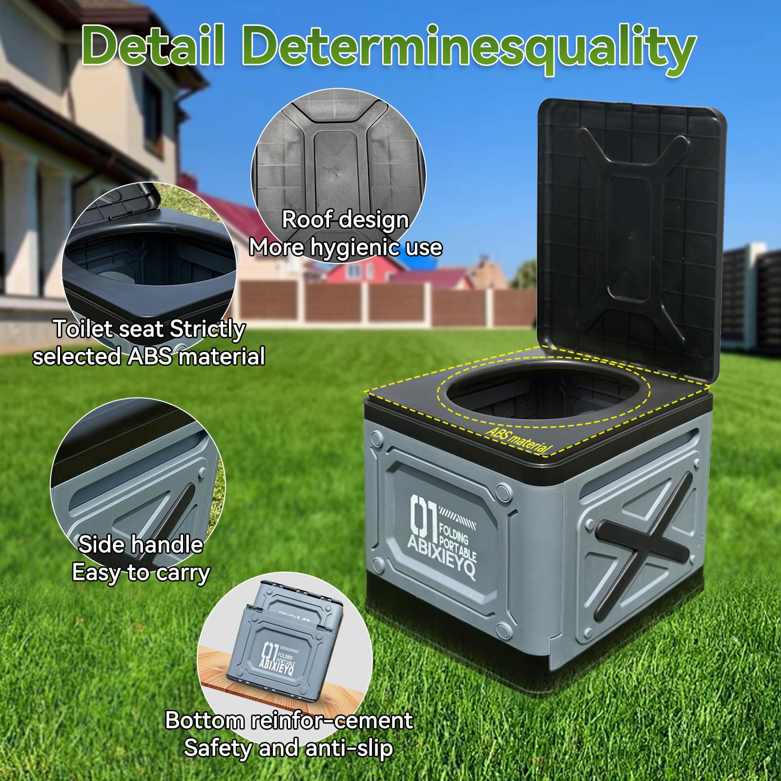 ABIXIEYQ Foldable Camping Toilet, Collapsible RV Toilet with Anti-Slip Base & Storage Bag, Lightweight Outdoor Stool & Emergency Sanitation for All Campers (220 lbs)