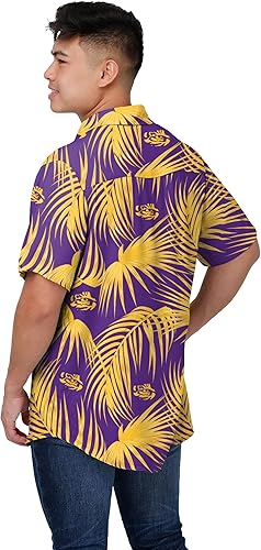 Miniatura 14 de FOCO NCAA Mens NCAA College Team Logo Floral Tropical Hawaiian Button Up Shirt