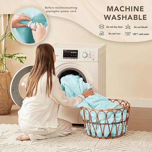 Miniatura 118 de Homemate - Manta eléctrica térmica con apagado automático en 1, 2, 4, 6 u 8 h, 10 niveles de calor, tela de franela y sherpa, protección contra 01