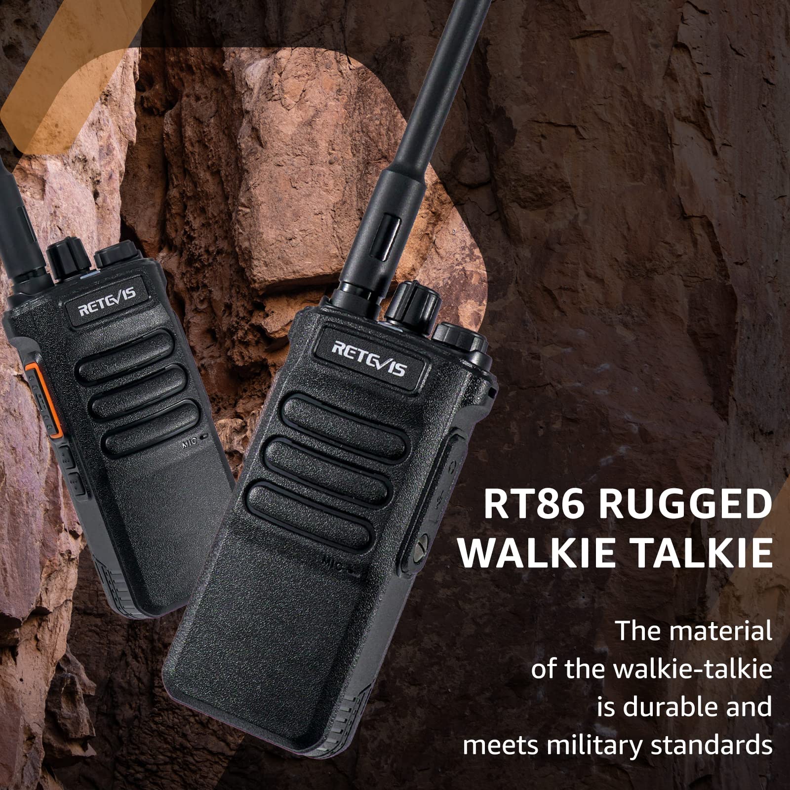 Retevis RT86 Radios de Comunicacion Largo Alcance,2600 mAh Walkie Talkie Recargable,Pantalla de