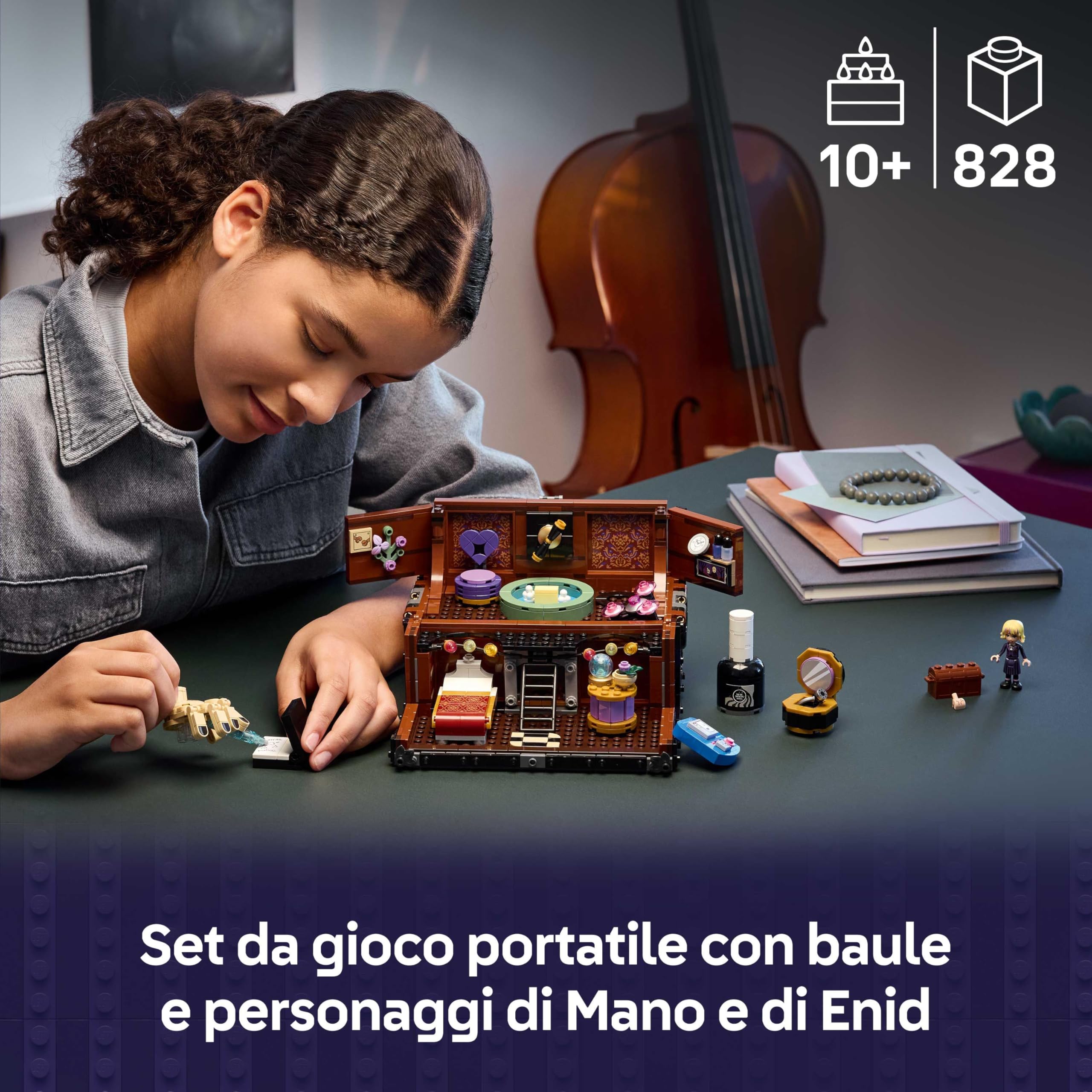 LEGO Wednesday Appartamento di Mano - Giocattolo da Esposizione con Mini Bambolina di Enid, Figura di Mano e Accessori - Regalo per Bambine e Bambini Fan della Serie TV da 10 Anni in su - 76785
