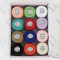 Vista 3 de Rhapsody Hilo de algodón perla tamaño 8 hilo de ganchillo Perle 12 bolas Set tejido a mano, bordado, sashiko, punto de cruz, costura, punto