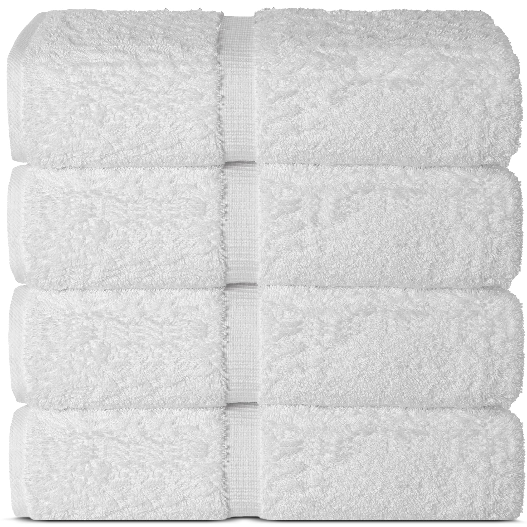Chakir Turkish Linens 100% Cotton Premium Turkish Towels for Bathroom | 30'' x 60'' Large Bath Towels (4 Piece, White)