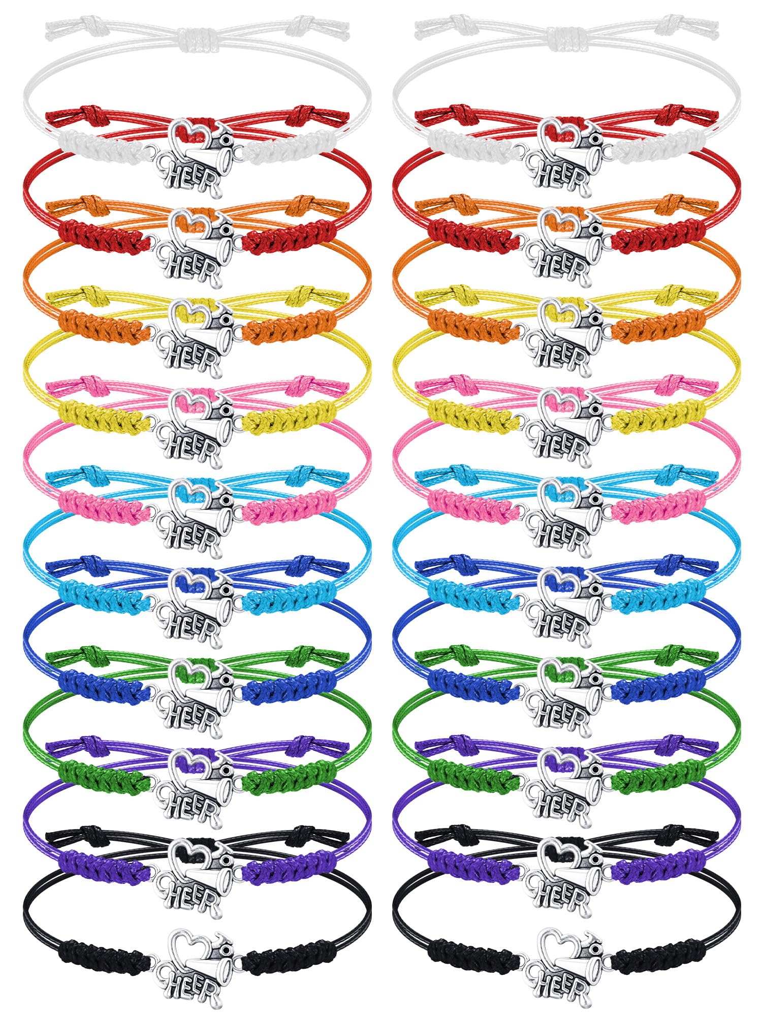 Rtteri 20 Pcs Cheerleader Gifts Cheer Bracelet Girls Charm Bracelet Adjustable Cheerleader Gifts For Cheer Team Jewelry Accessories Bulk