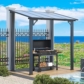 UNIONLINE 2,4x1,5m Terrassenüberdachung, Wandgestellter Gartenpavillon, Metall Pavillon für Terrasse, Veranda, Hinterhof, Schwarz, PVC-Dach