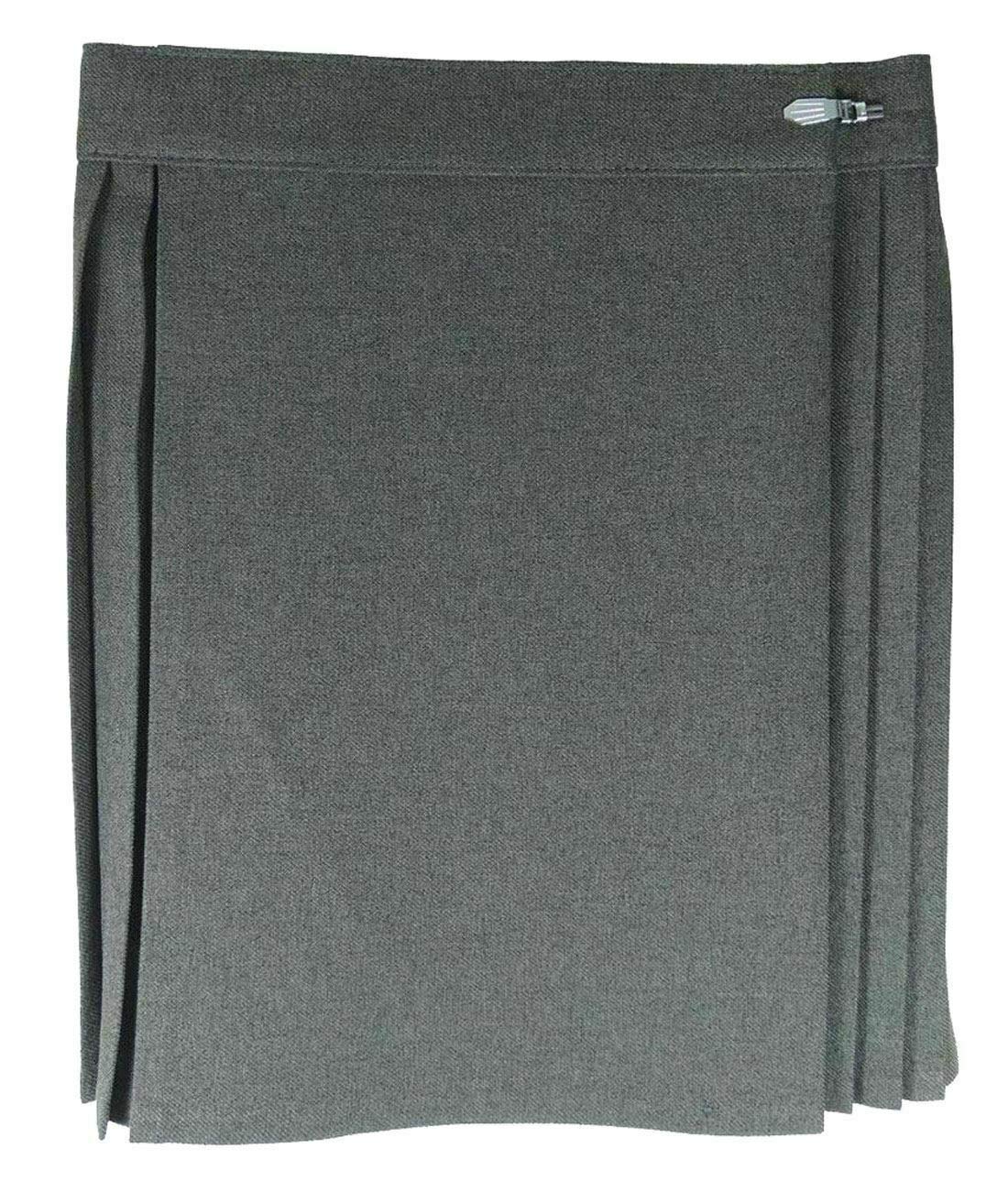 REAL LIFE FASHION LTD. Women Back Pleated Back Pleated Skirt Ladies School Uniform Netball Gym Kilt PE Skirt#(Grey Back Pleated Skirt#24 Waist#Womens)